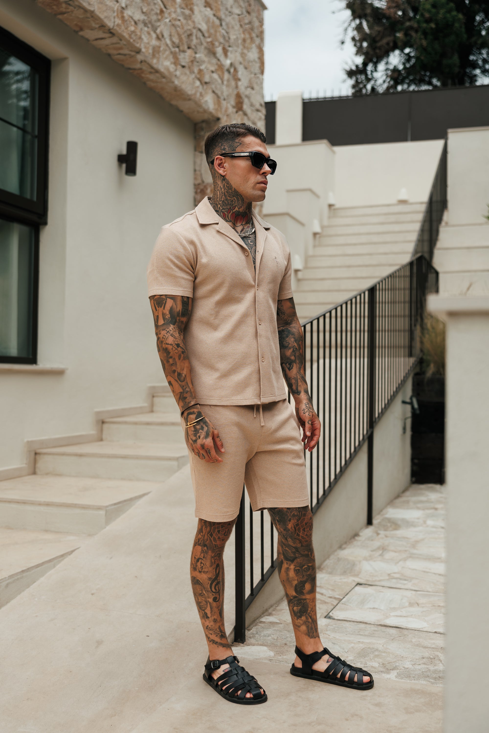 Waffle Revere Short Sleeve Shirt Beige - FSR110 (PRE ORDER 10TH AUGUST)