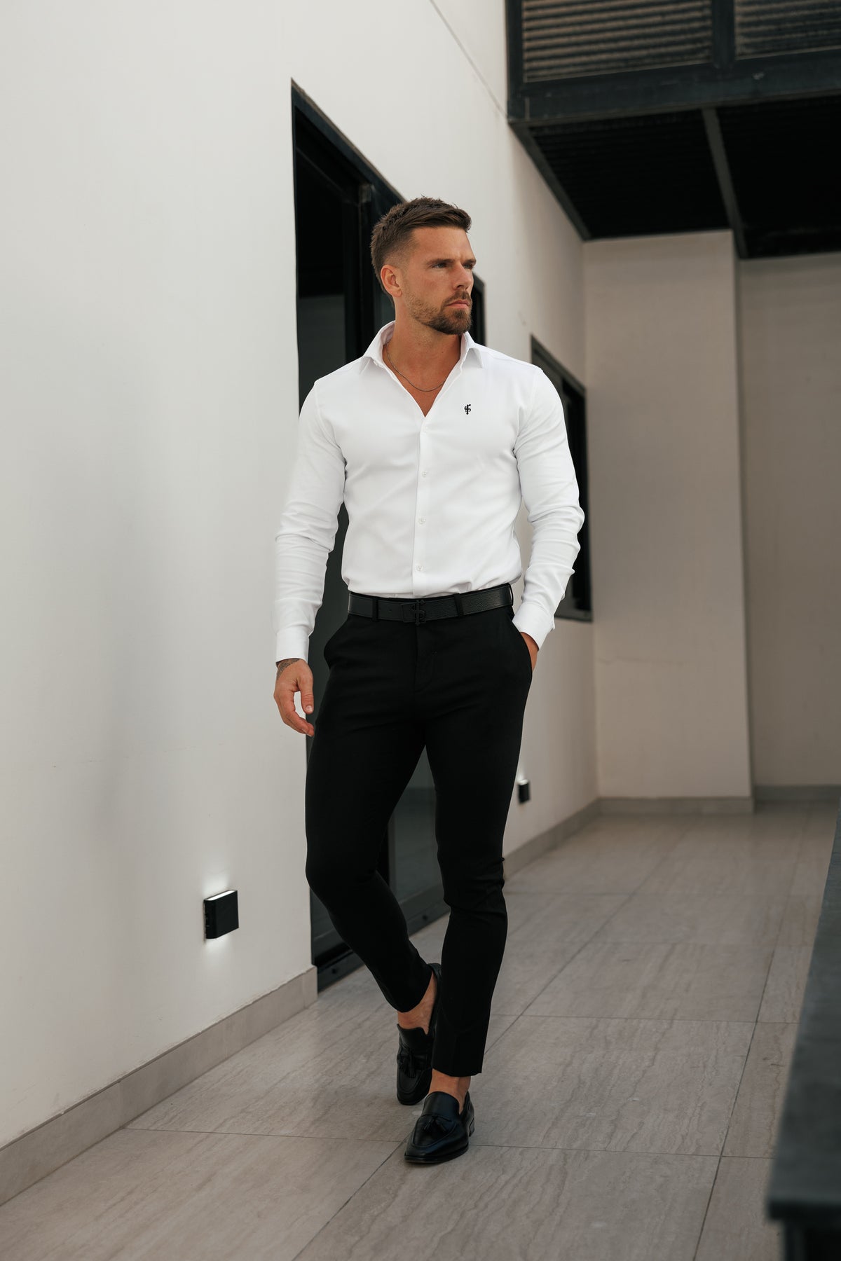 Classic Scuba White Long Sleeve Stretch with Cutaway Collar - FS1240 (PRE ORDER 12TH NOVEMBER)