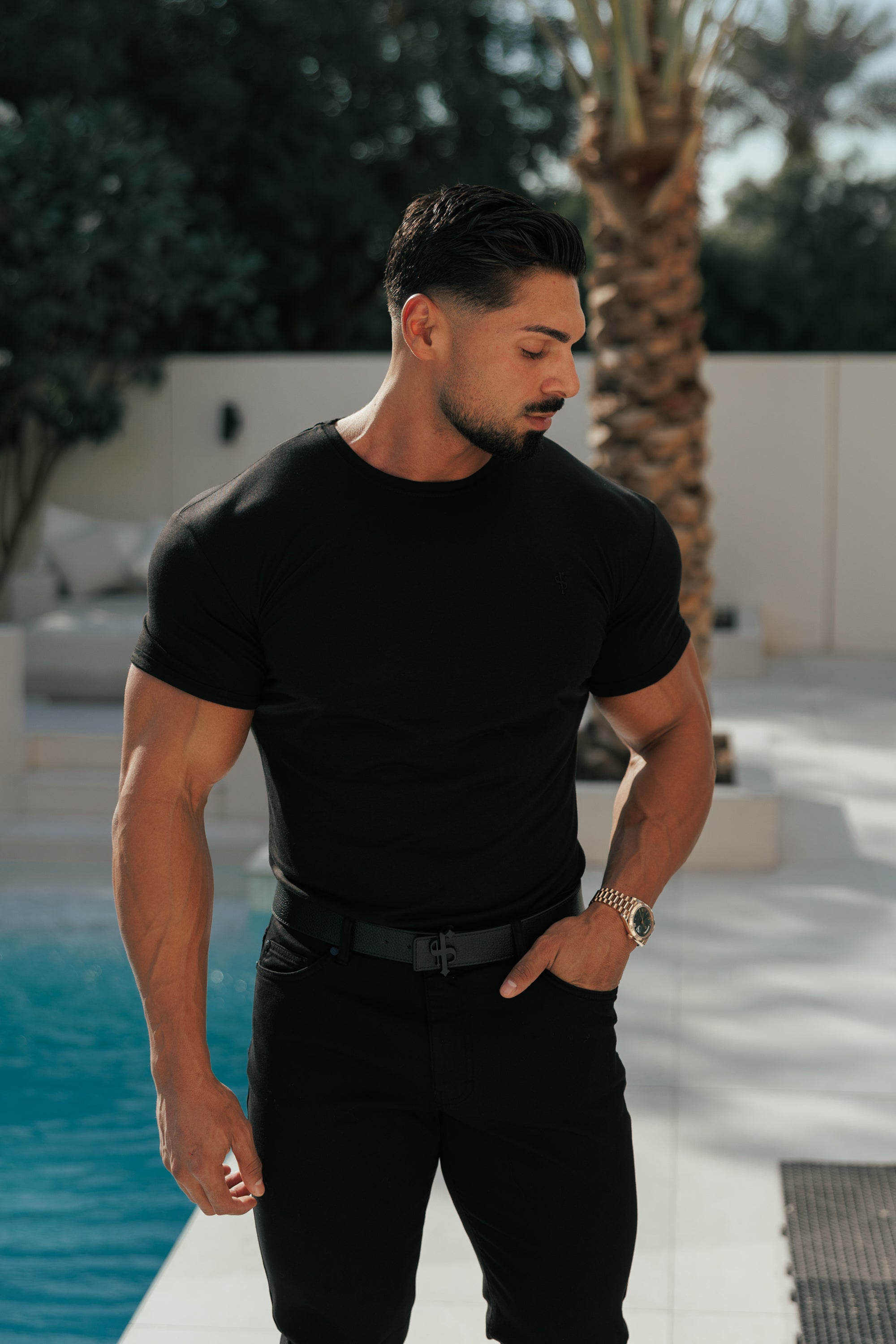 Black Bamboo Crew T Shirt - FSH577