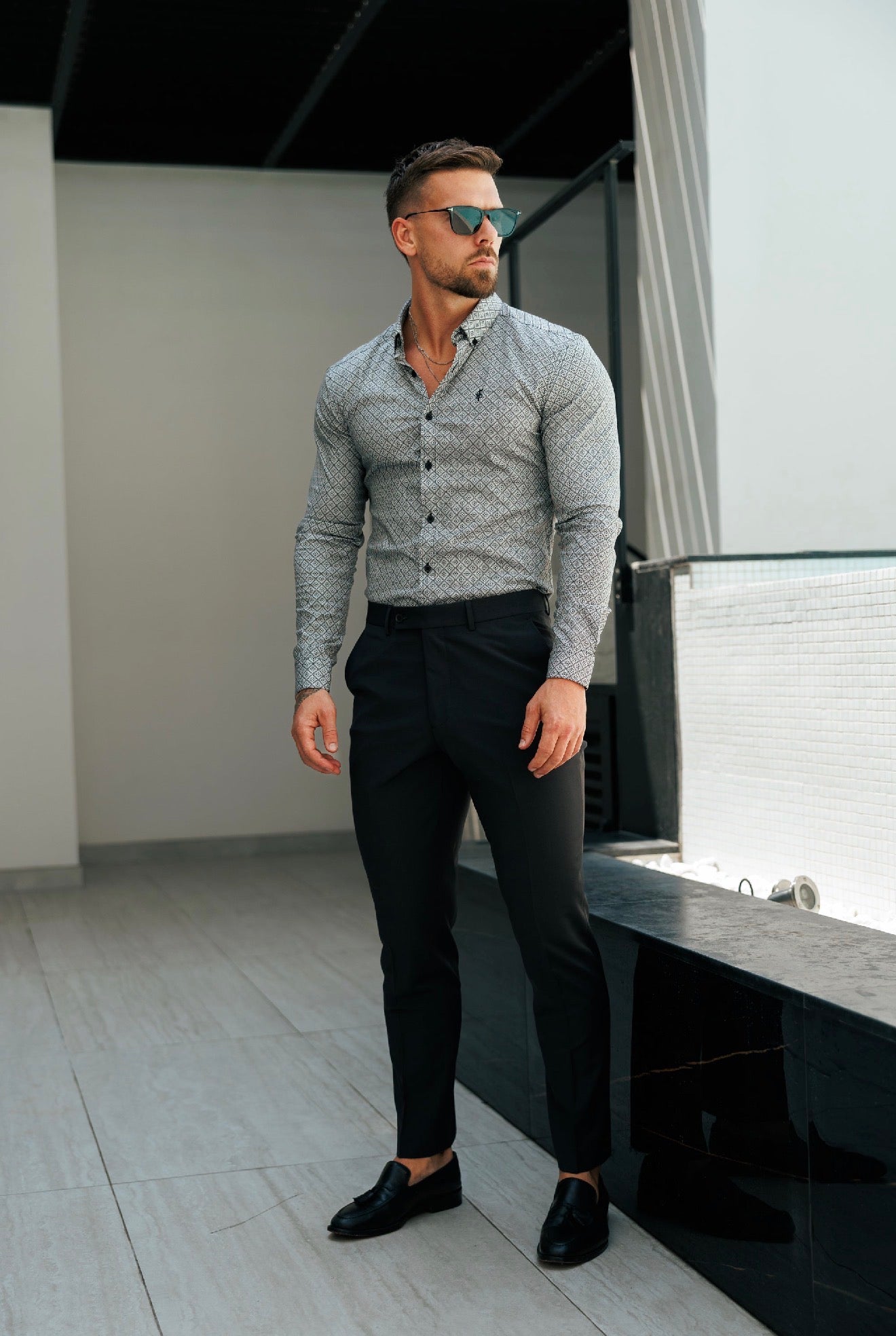 Relaxed Formal Jet Black Stretch Trousers - FSTR024 RELAXED