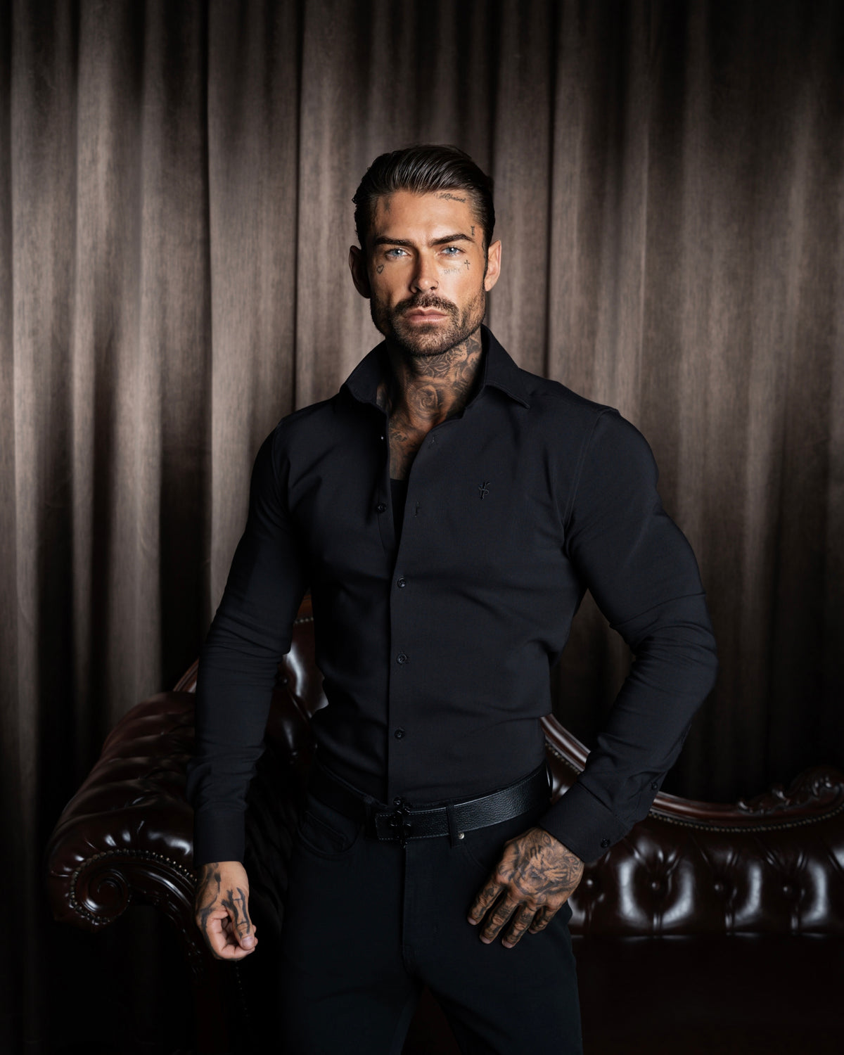 Classic Scuba Black Long Sleeve Stretch with Cutaway Collar - FS1241 (PRE ORDER 12TH NOVEMBER)