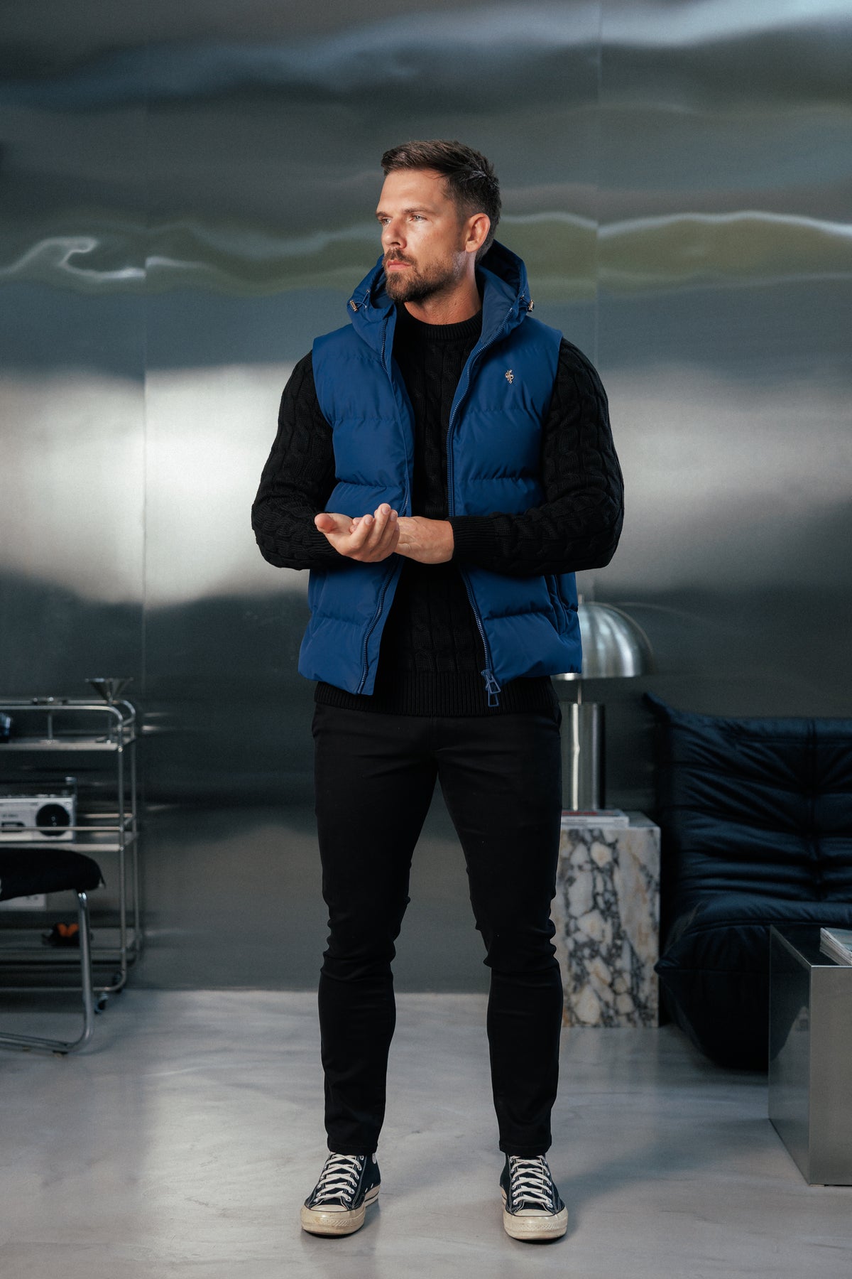 Navy Padded Hooded Gilet - FSN242 (PRE ORDER 24TH OCTOBER)