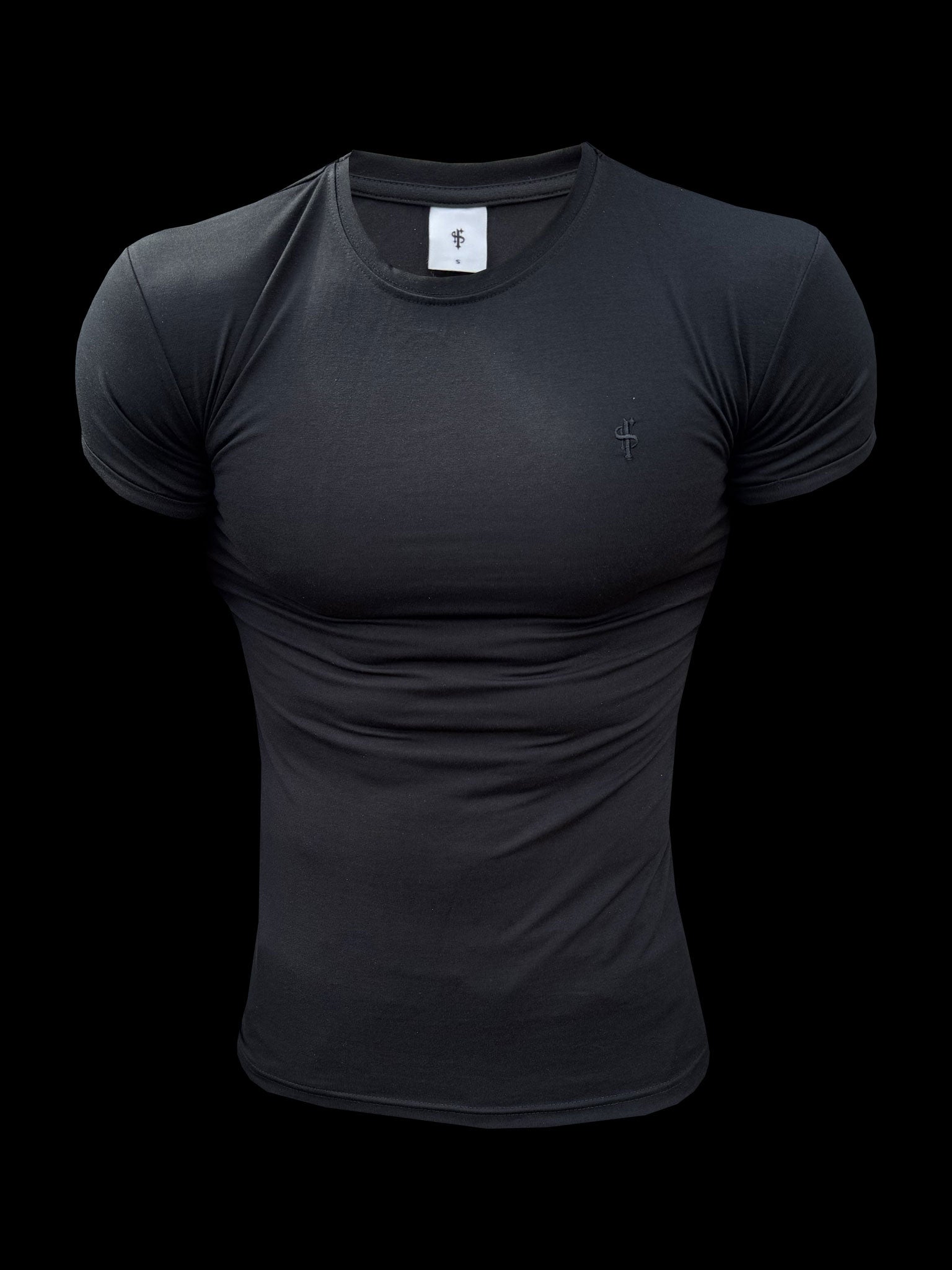 Black Viscose Crew T-Shirt Short Sleeve - FSH1500