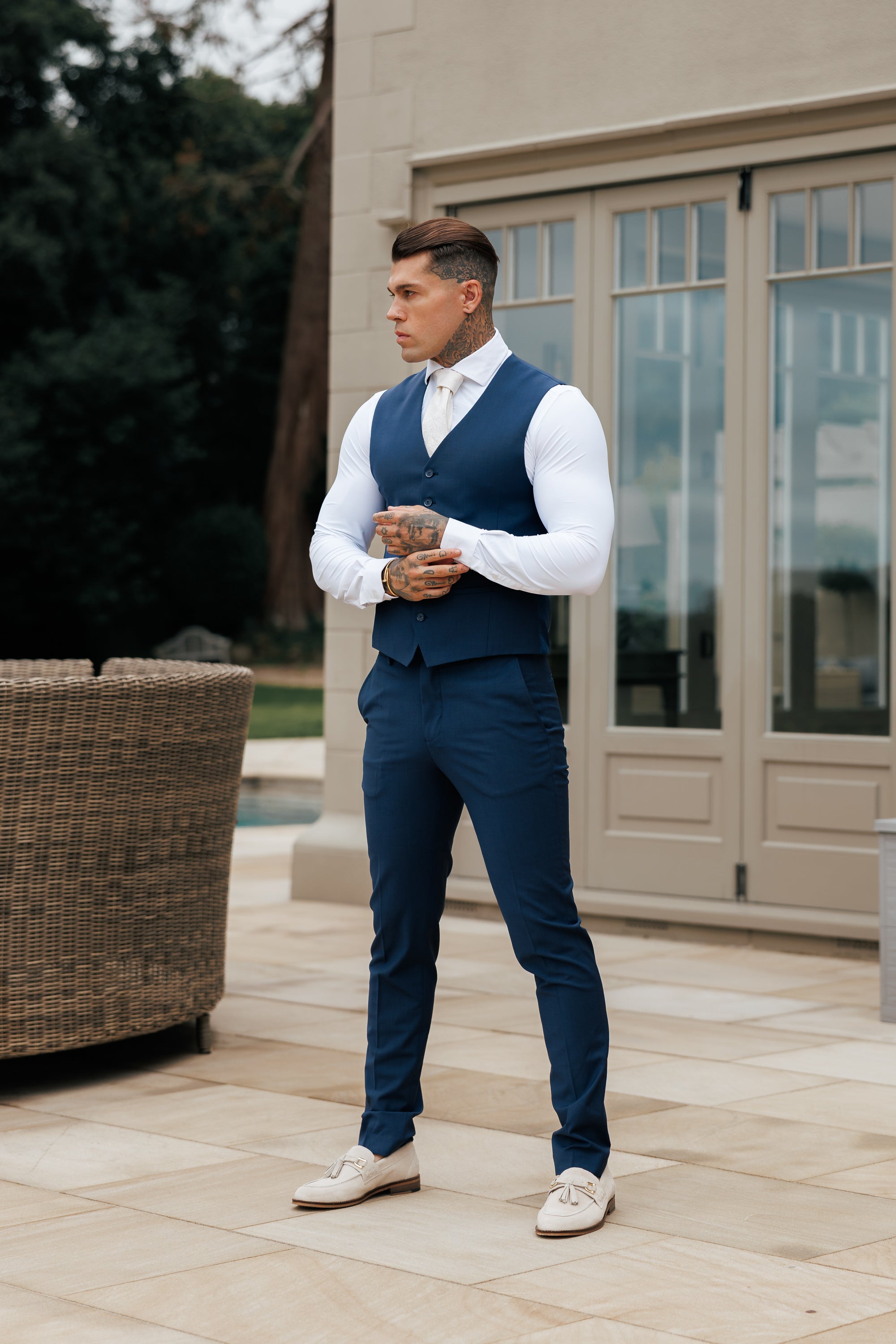 Relaxed Formal Navy Stretch Trousers - FSTR022 RELAXED