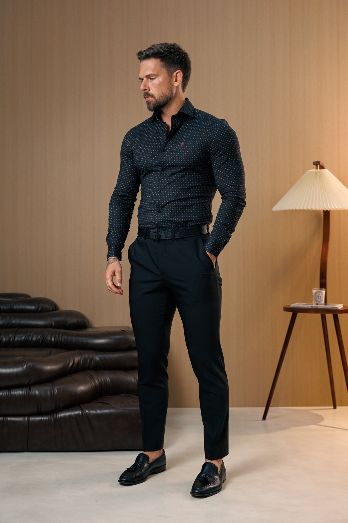 Relaxed Formal Jet Black Stretch Trousers - FSTR024 RELAXED