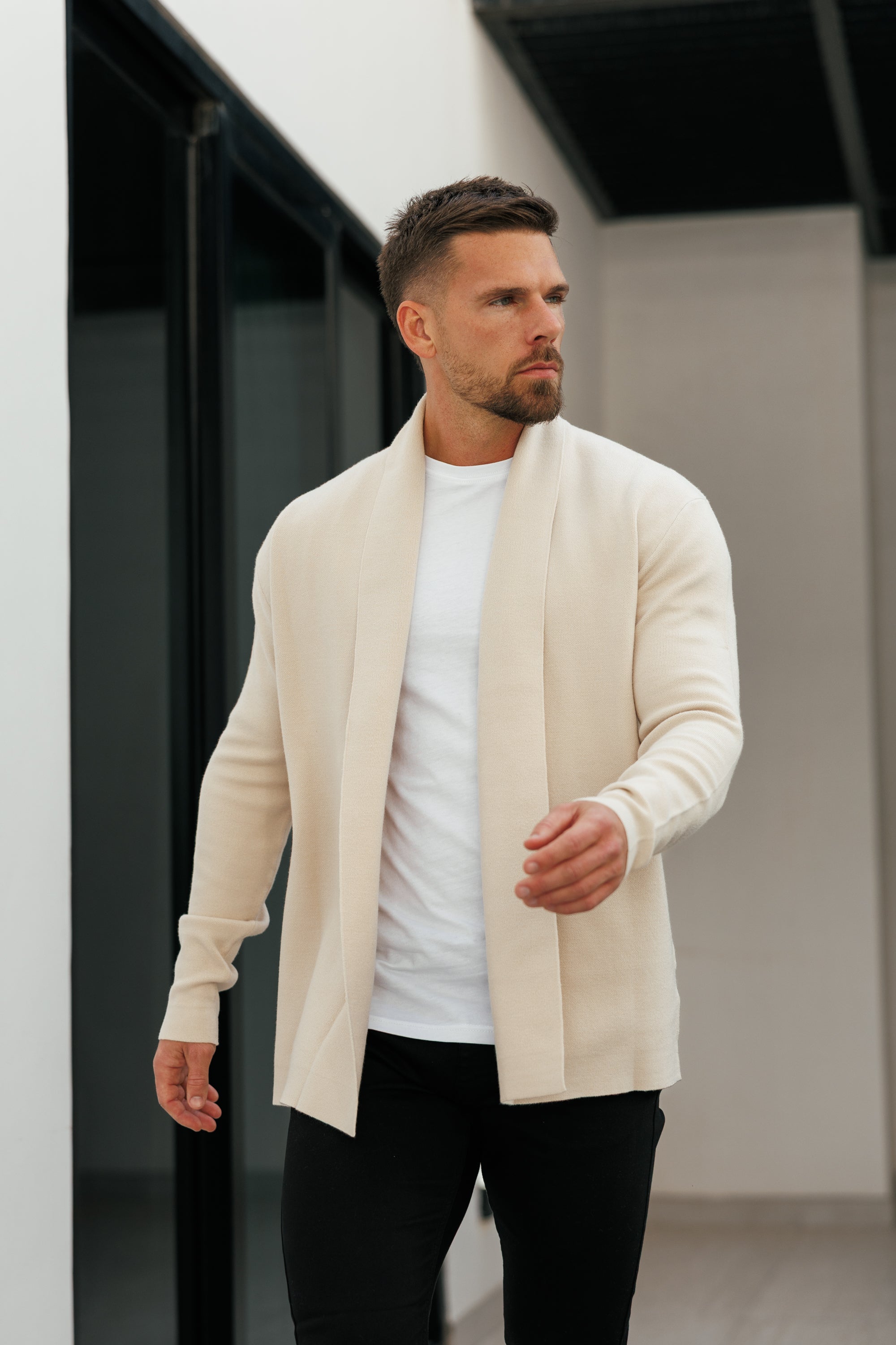 Soft Touch Shawl Cardigan Beige - FSA003