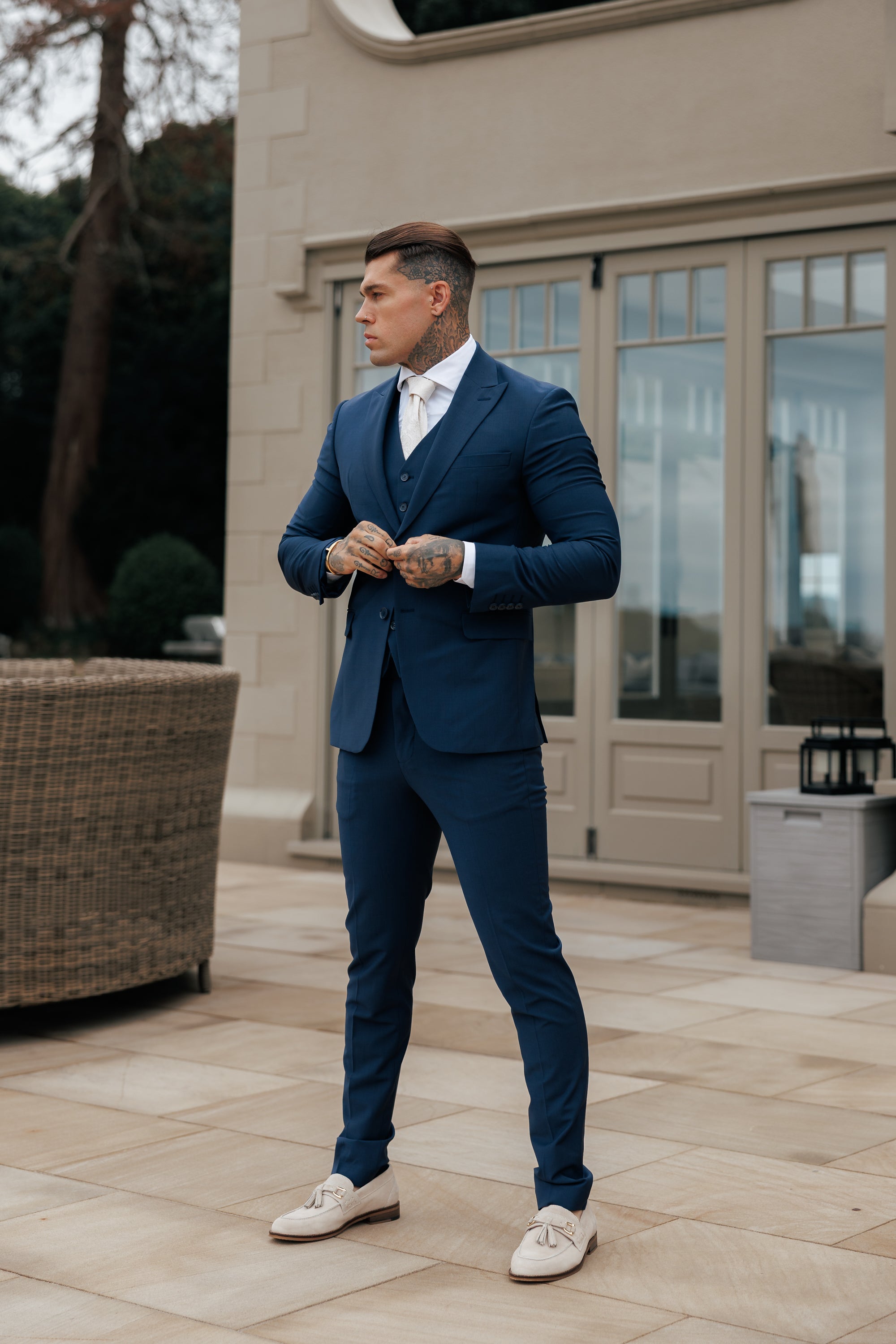 Relaxed Formal Navy Stretch Trousers - FSTR022 RELAXED
