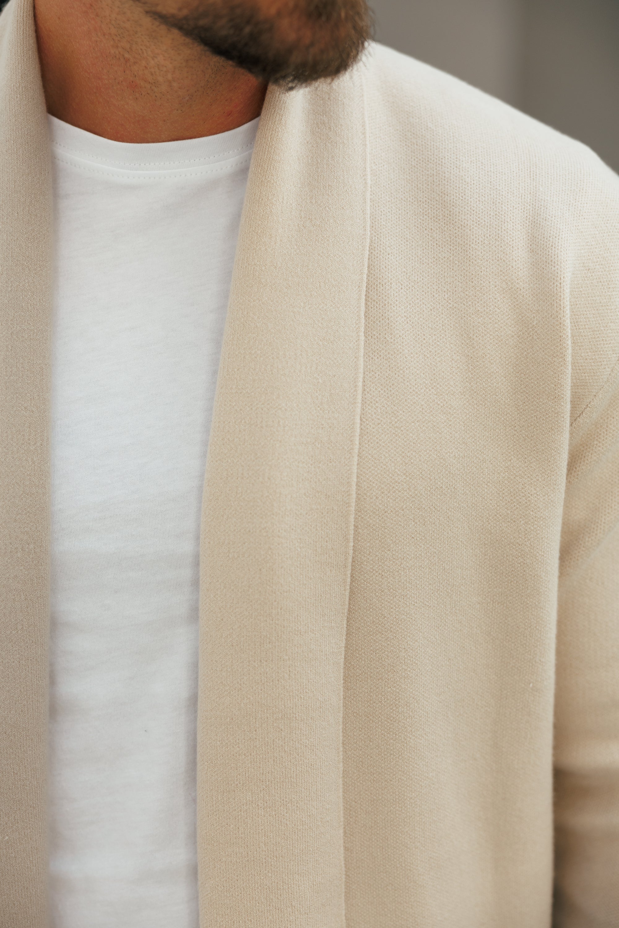 Soft Touch Shawl Cardigan Beige - FSA003
