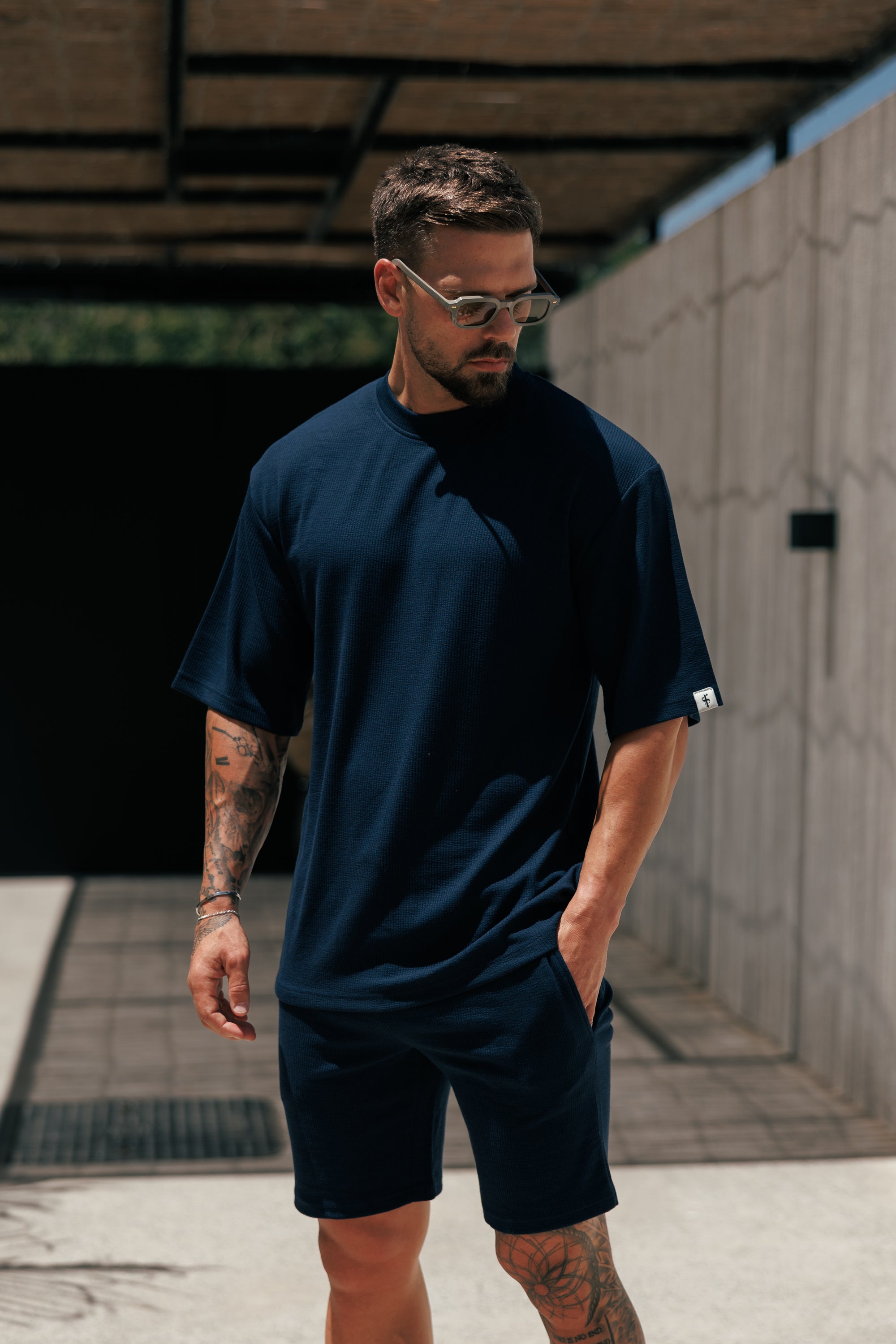 Jersey Cord Navy Oversized T-Shirt - FSR103 (PRE ORDER 29TH MAY)