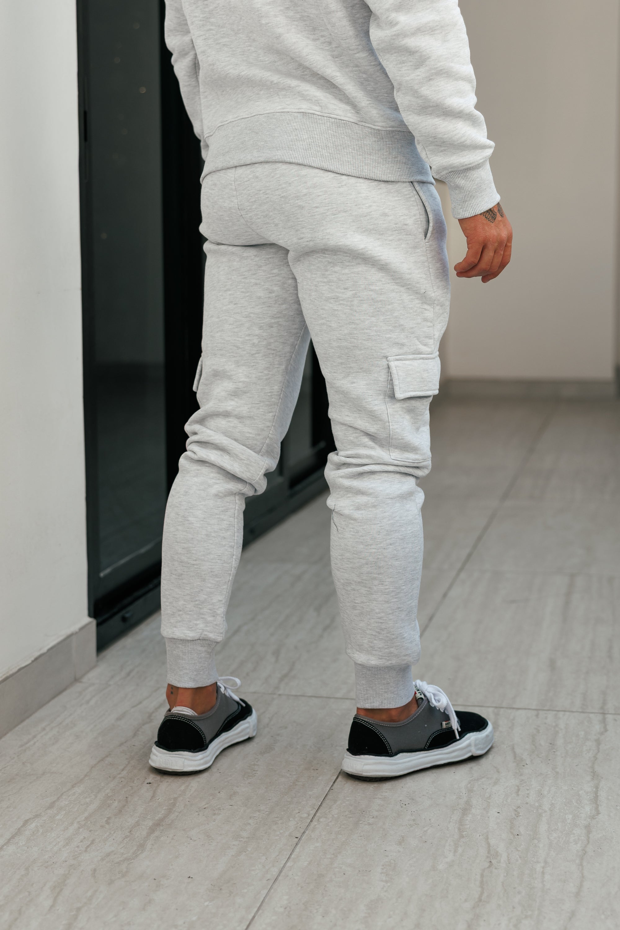 Grey Melange / Silver Cargo Tracksuit Bottoms - FSR033 (PRE ORDER 24TH AUGUST)