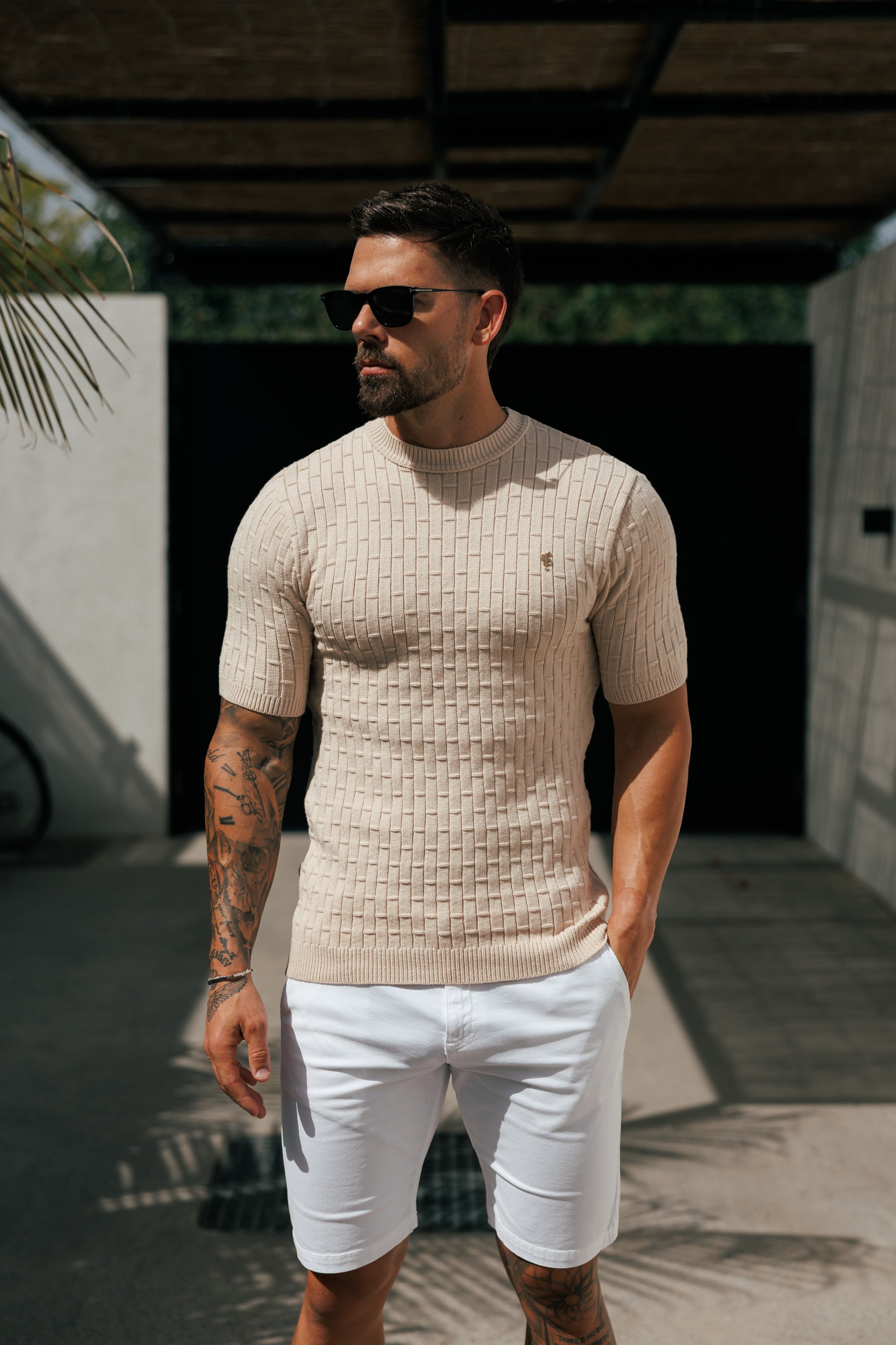 Stone Viscose Knitted Short Sleeve T-Shirt - FSJ161