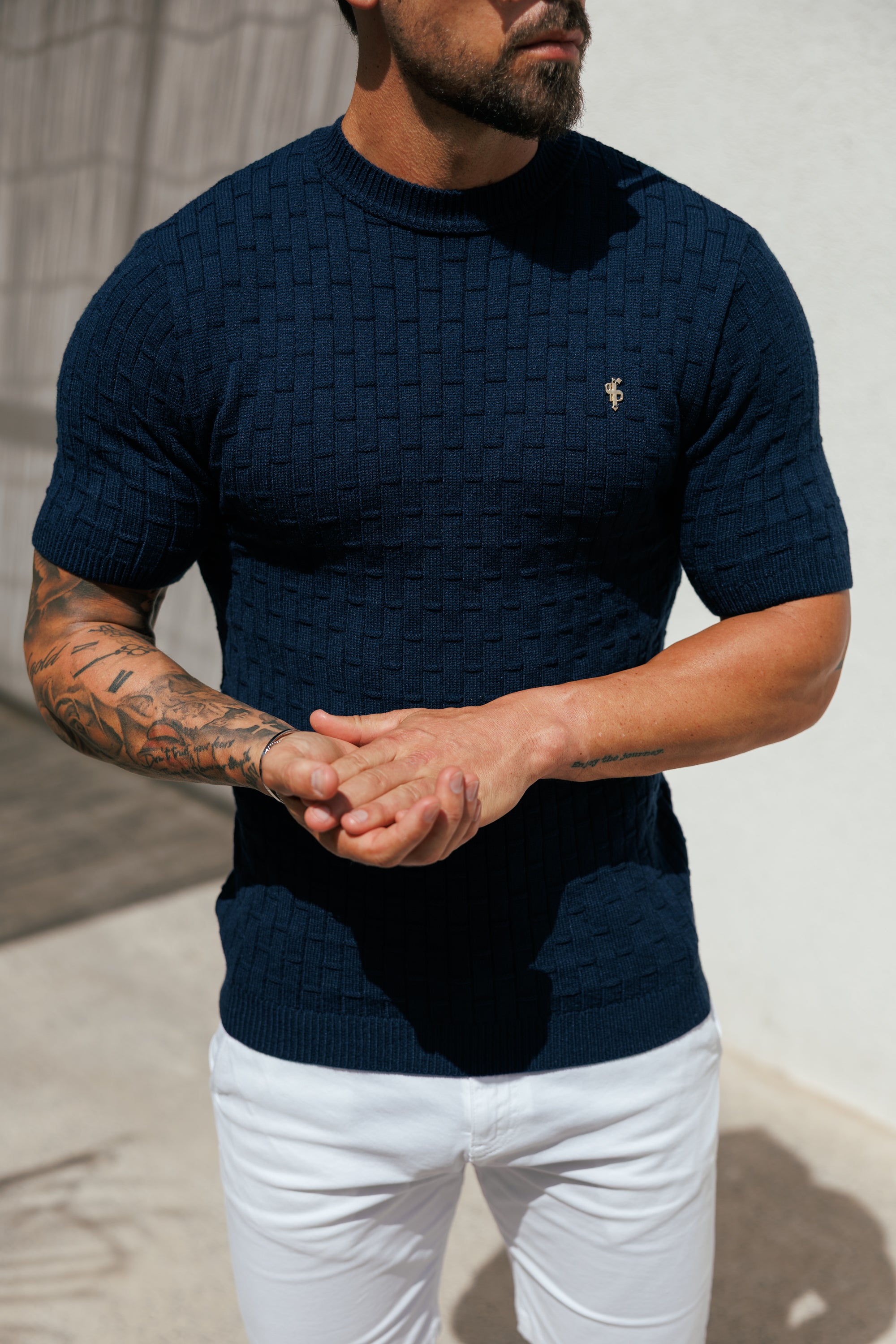 Atlantic Blue Viscose Knitted Short Sleeve T-Shirt - FSJ158