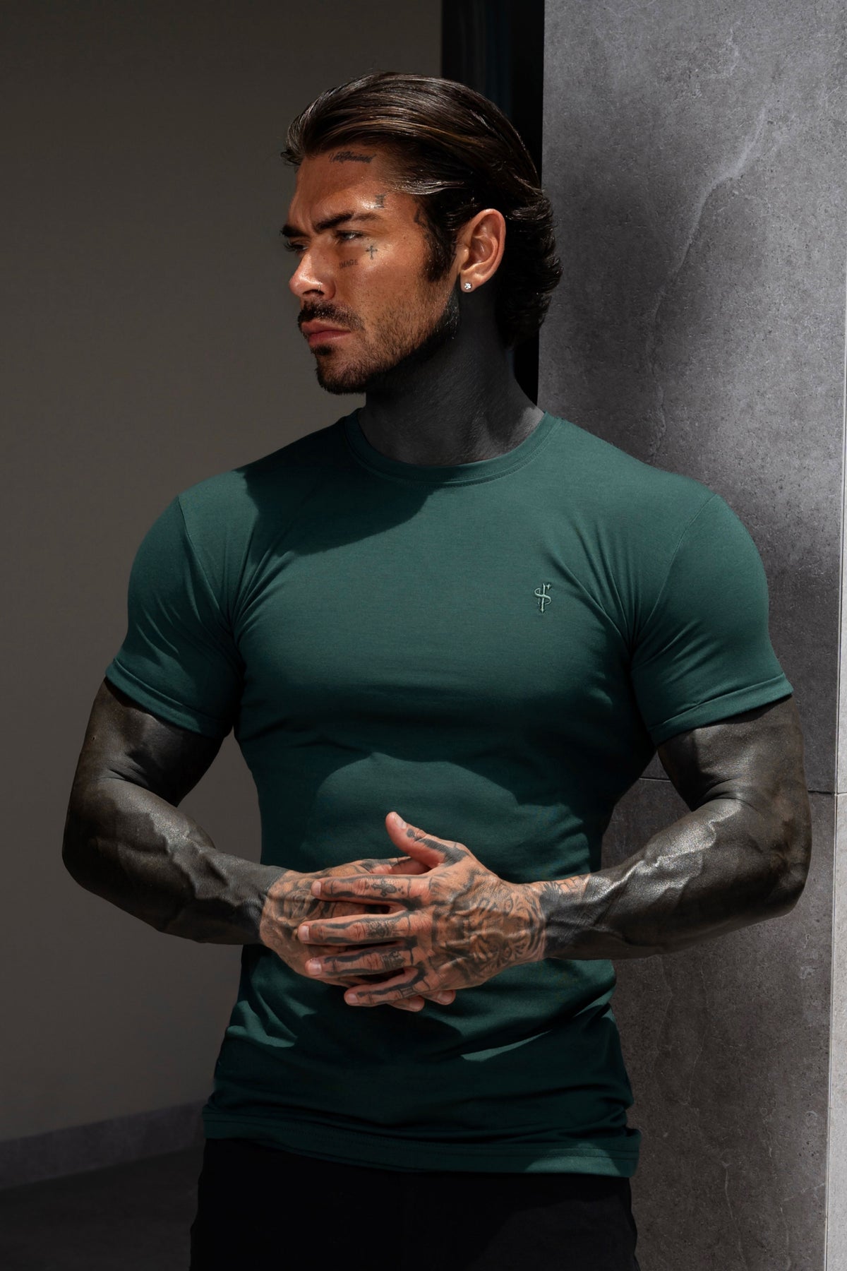 Forest Green Viscose Crew T-Shirt Short Sleeve - FSH1508