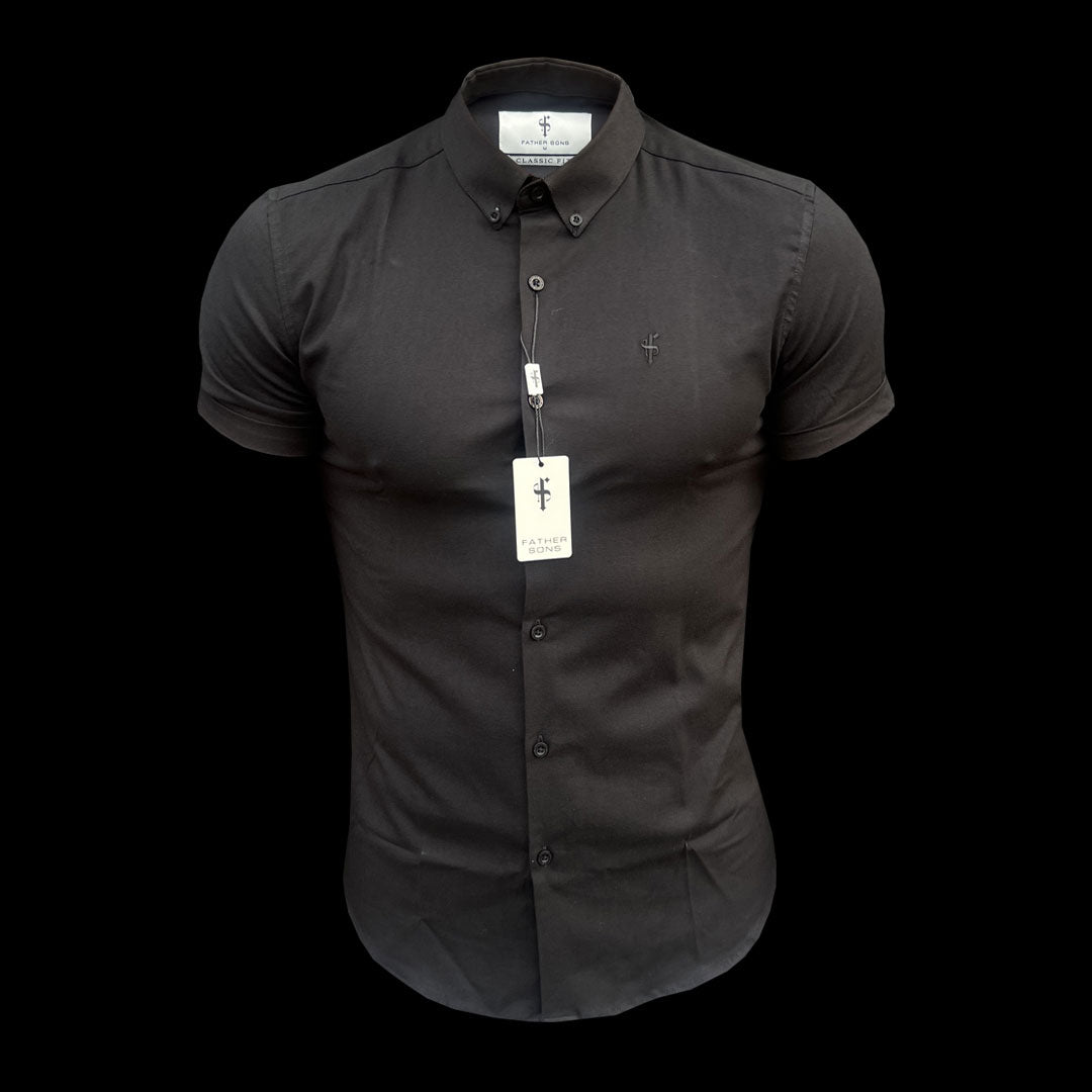 Classic Stretch Oxford Short Sleeve Black - FS1013 (PRE ORDER 31ST MAY)