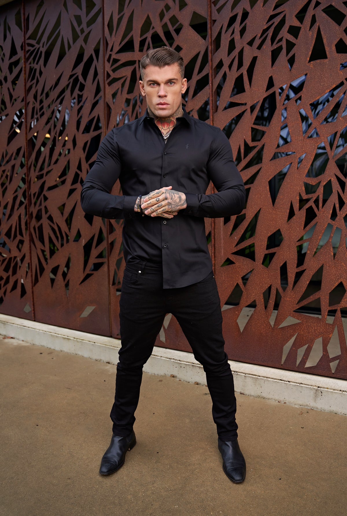 Classic Black Luxe Egyptian Cotton Relaxed Fit - FSR213 (PRE ORDER 11TH OCTOBER)