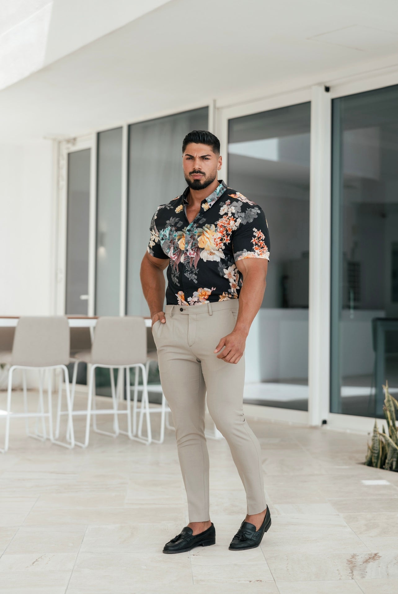 Slim Formal Beige Stretch Trousers - FST003