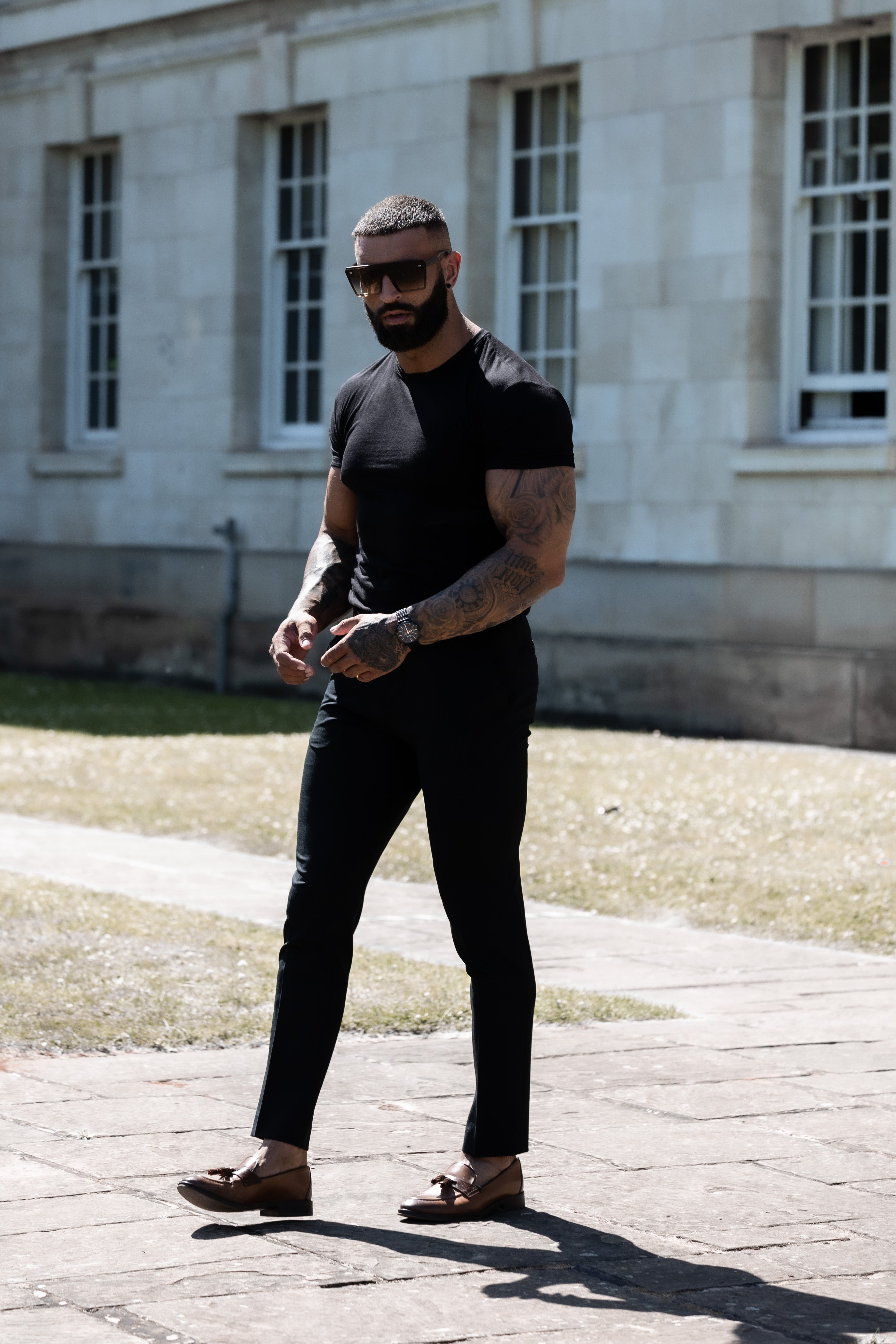 Relaxed Formal Black Stretch Trousers - FSTR001 RELAXED
