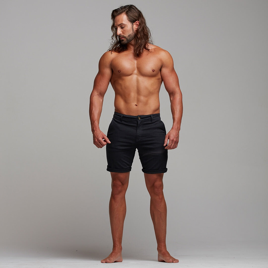 Slim Fit Black Chino Shorts - FSH266