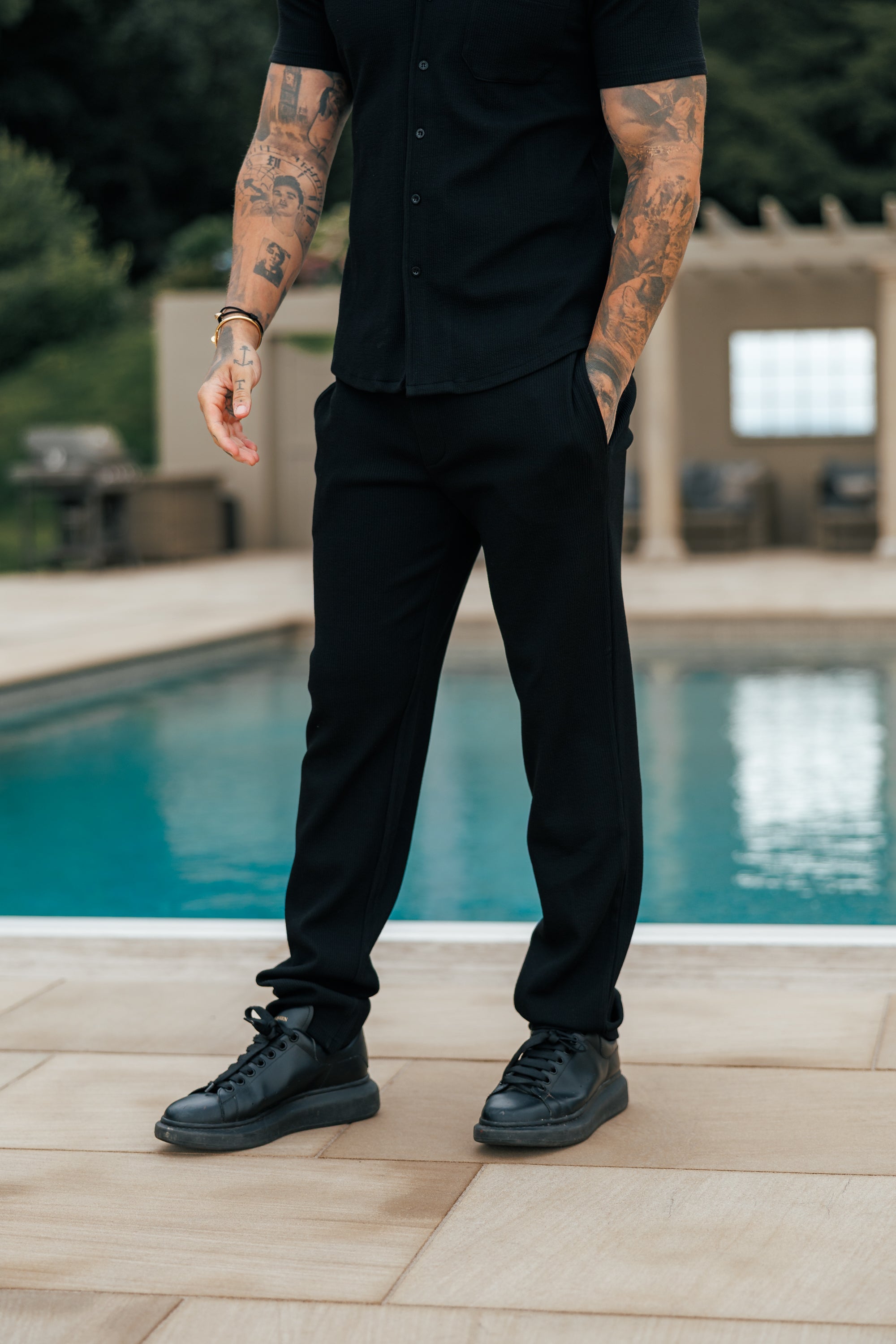 Jersey Cord Slim Black Trousers - FSR016 (PRE ORDER 15TH JUNE)