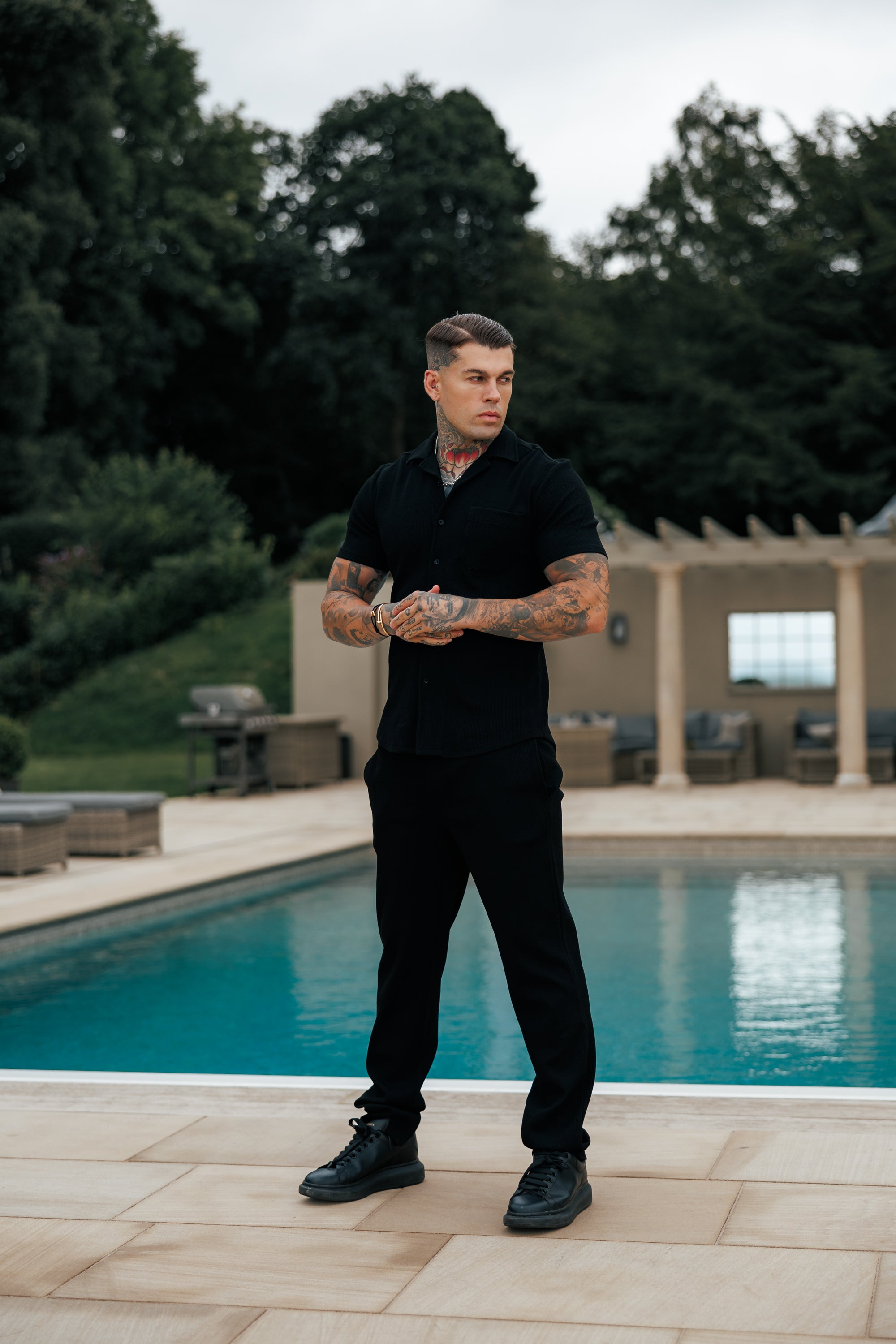 Jersey Cord Slim Black Trousers - FSR016 (PRE ORDER 15TH JUNE)