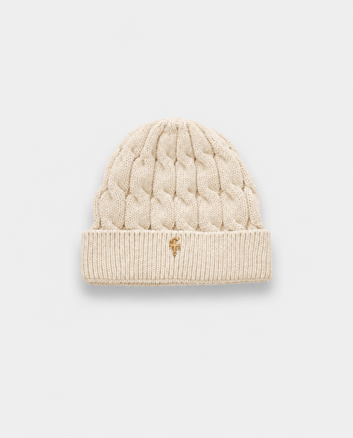 Cable Weave Beanie Hat Beige - FSA067