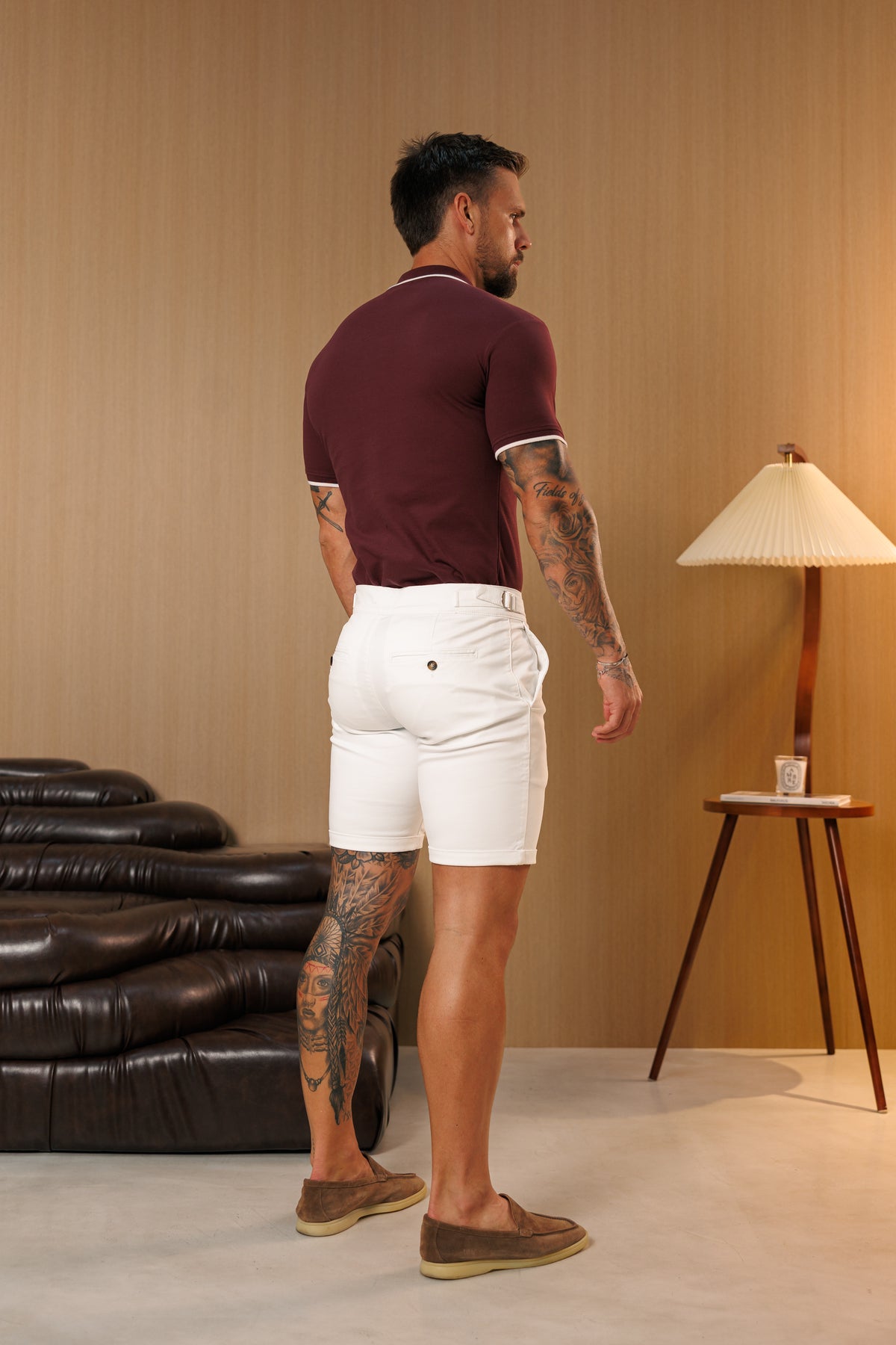 White Chino Shorts With Side Adjusters - FSH1659 (PRE ORDER 10TH SEPTEMBER)