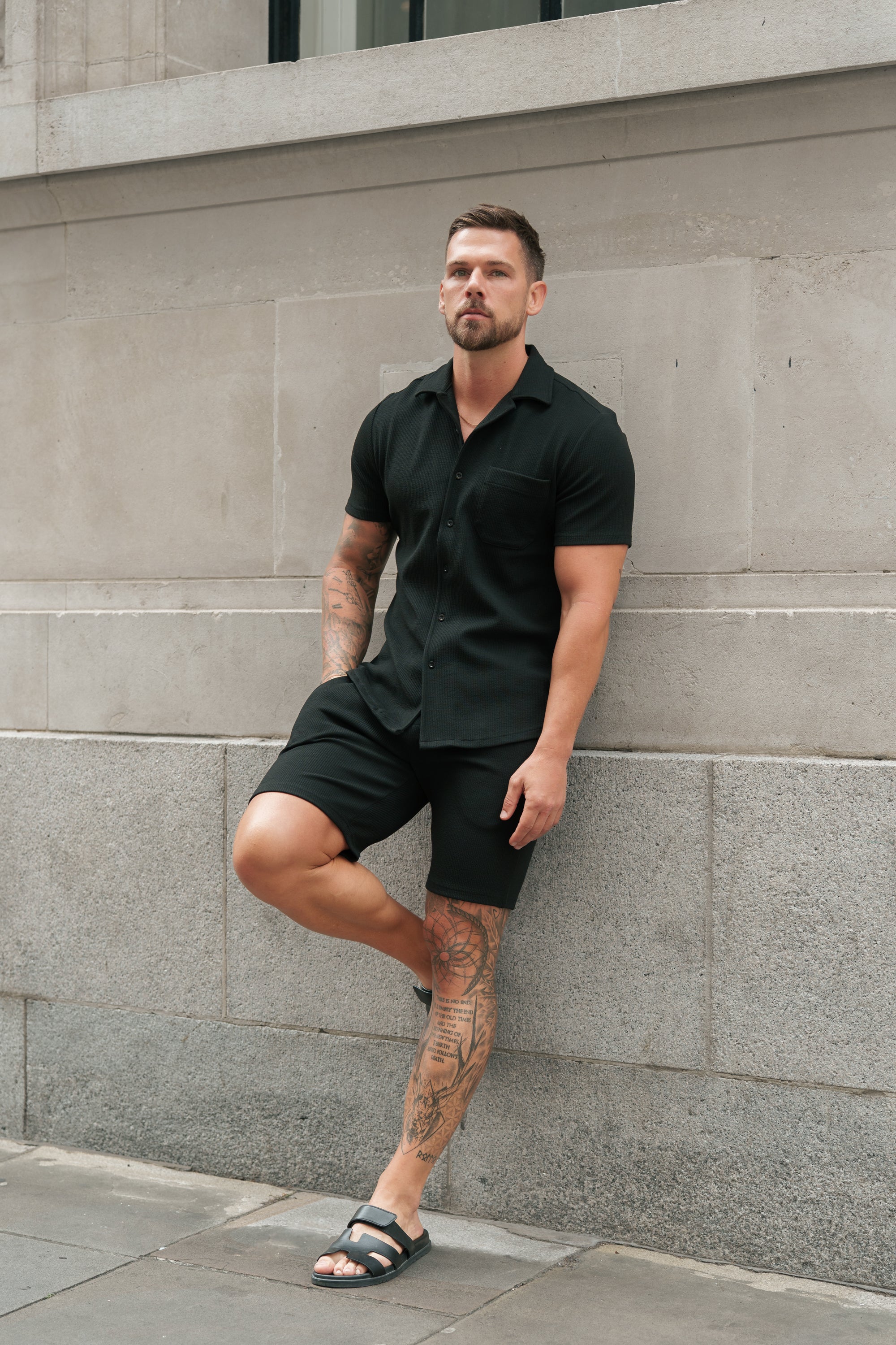 Jersey Cord Black Shorts - FSR012 (PRE ORDER 15TH JUNE)