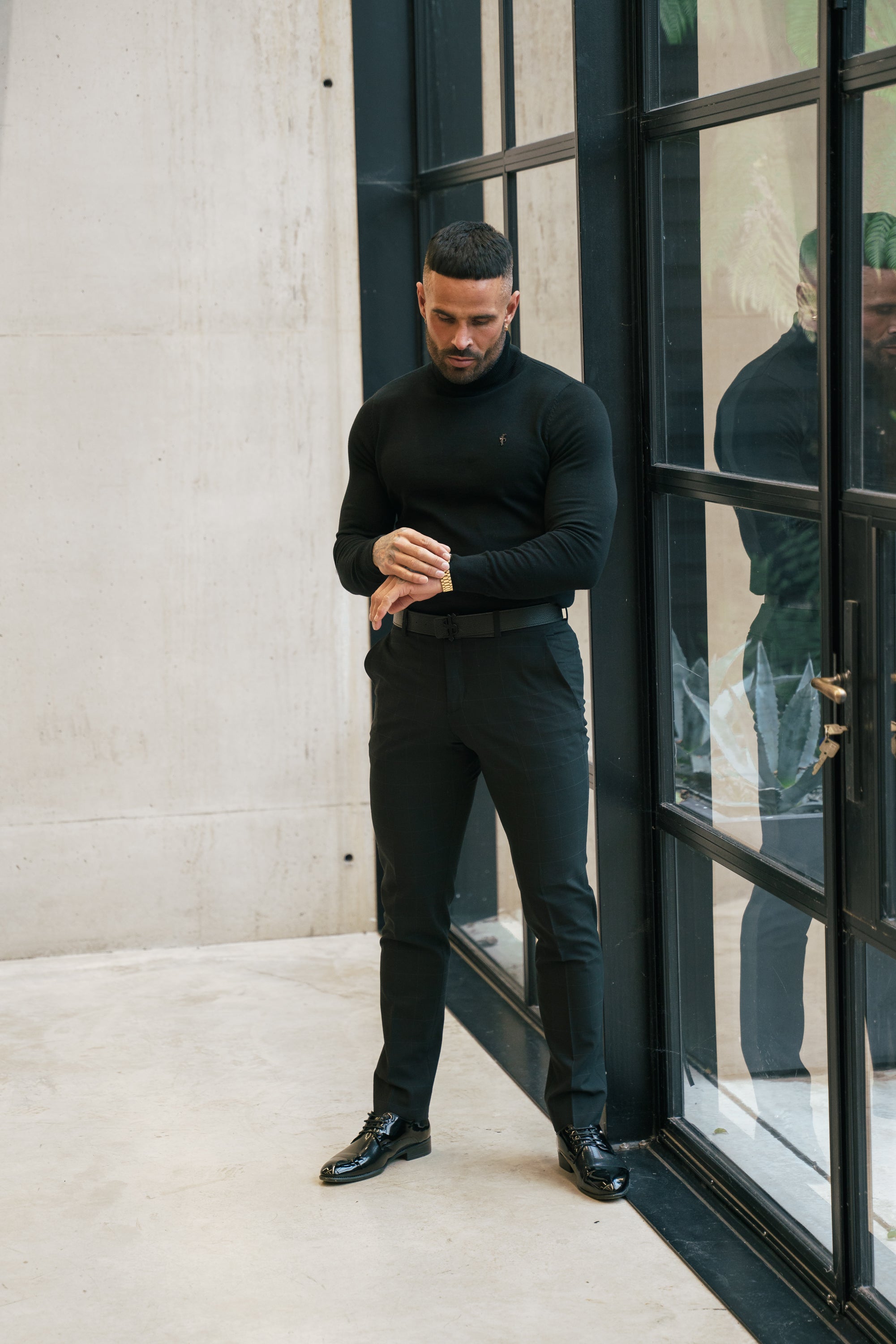 Relaxed Formal Black / Silver Check Trouser - FSTR014
