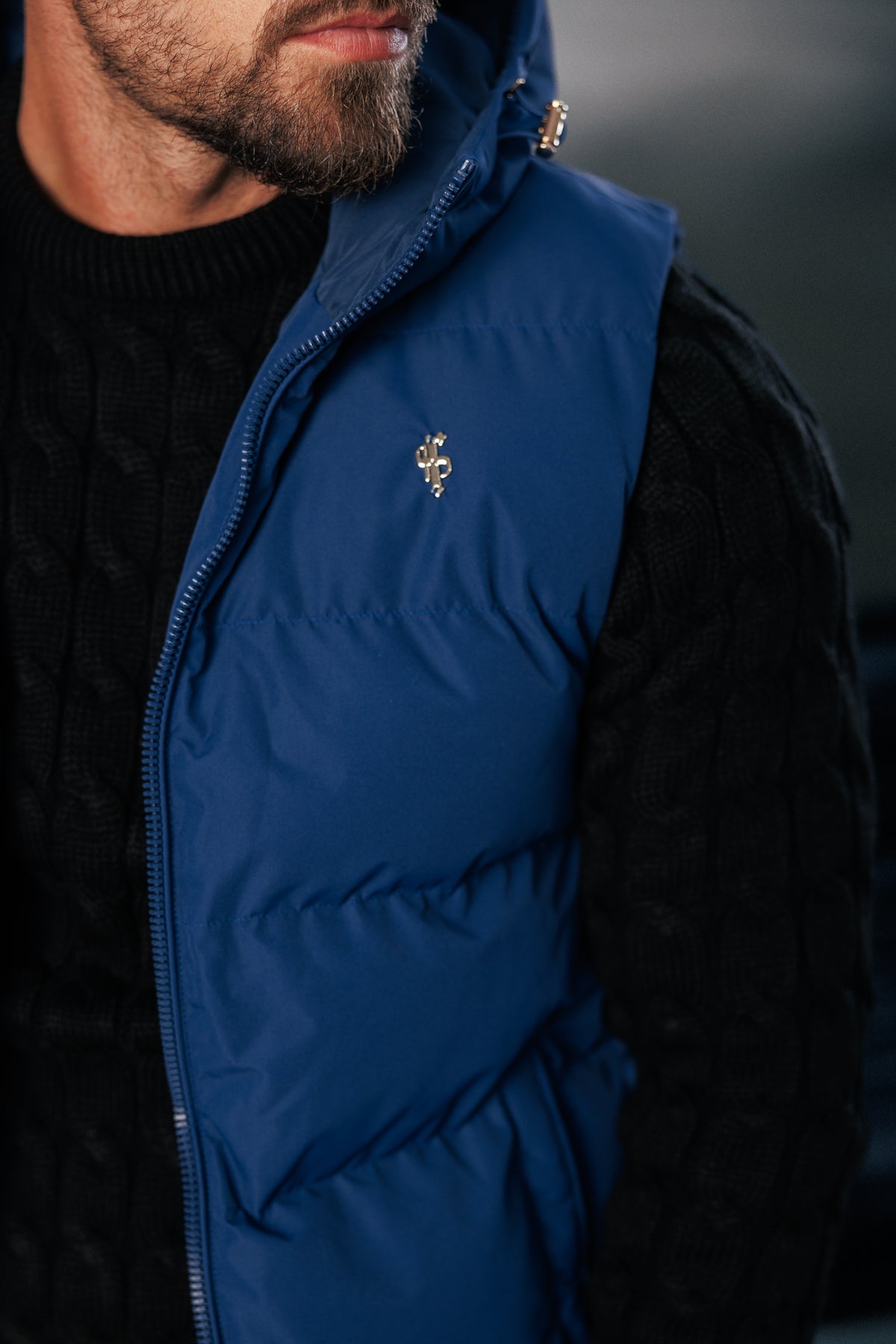 Navy Padded Hooded Gilet - FSN242 (PRE ORDER 24TH OCTOBER)