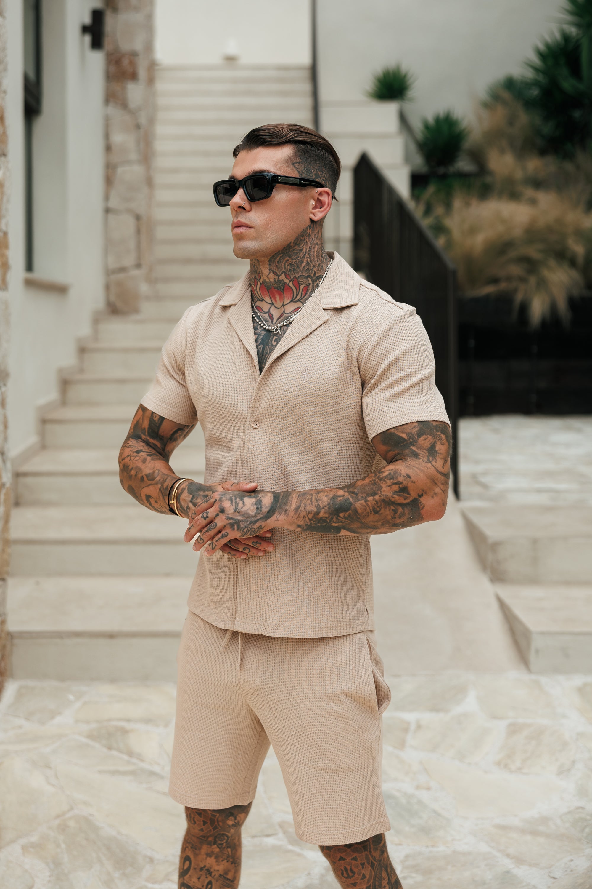 Waffle Revere Short Sleeve Shirt Beige - FSR110 (PRE ORDER 10TH AUGUST)