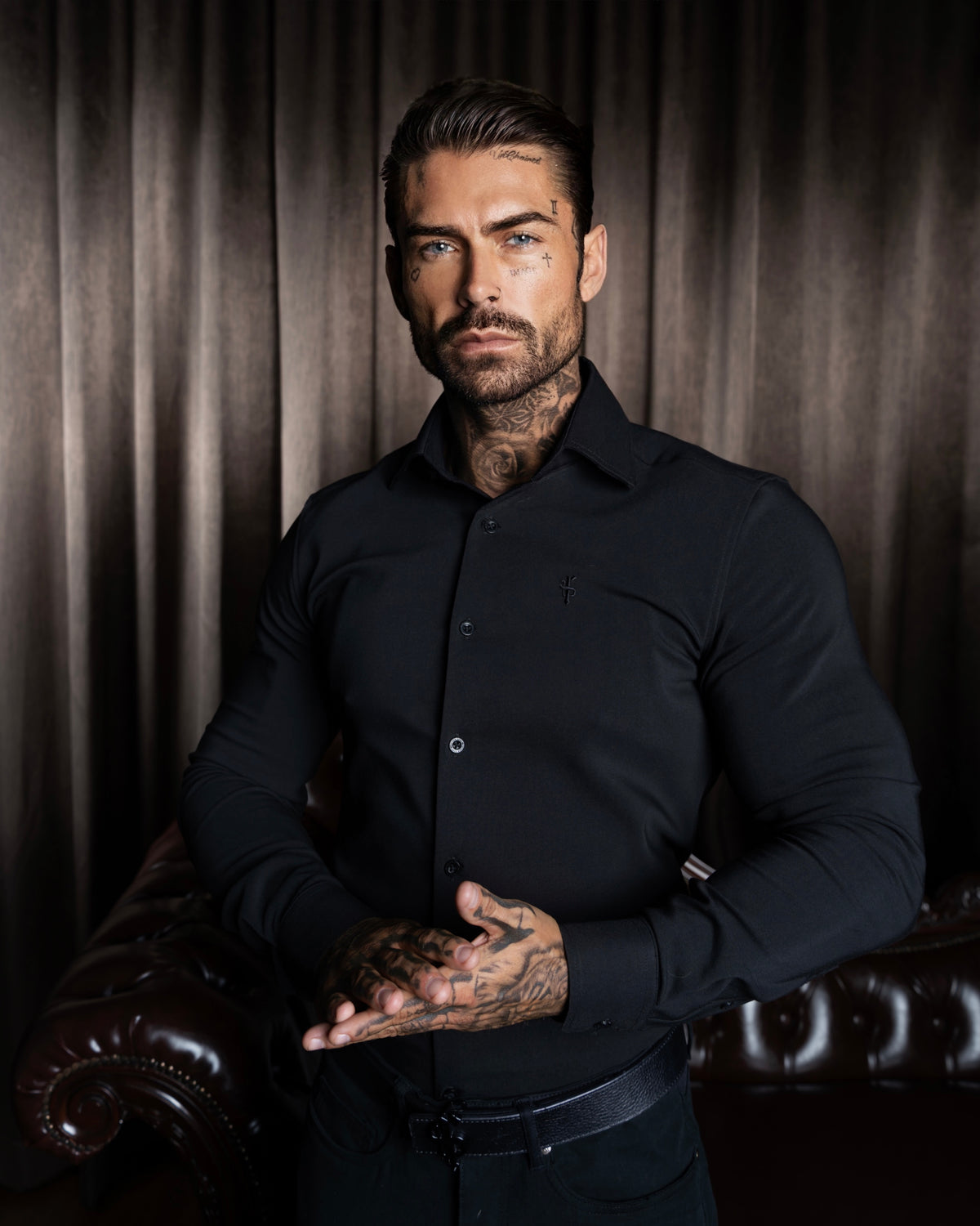 Classic Scuba Black Long Sleeve Stretch with Cutaway Collar - FS1241 (PRE ORDER 12TH NOVEMBER)