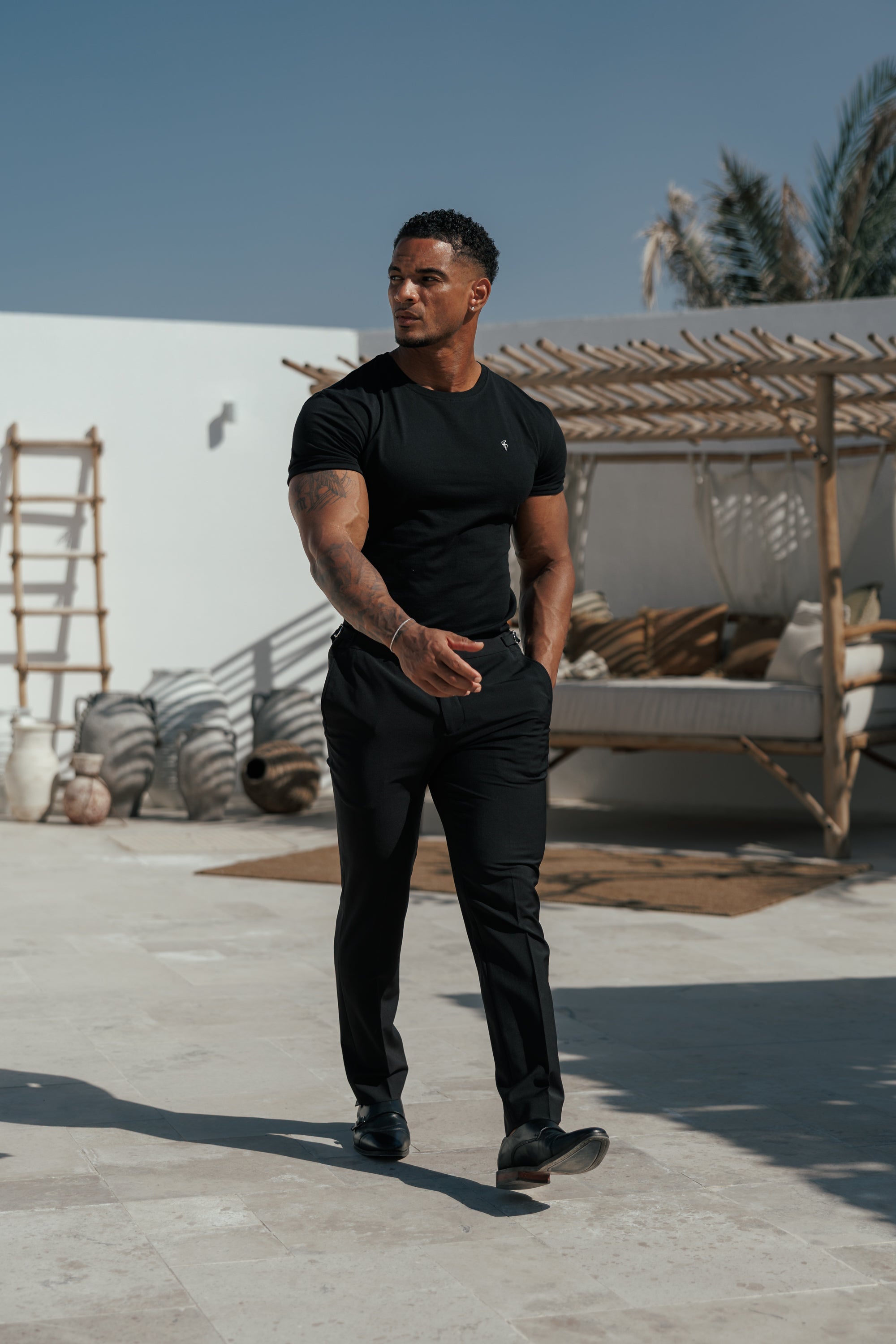 Black Crew Tshirt with Black Metal Emblem Decal FSH1454 (PRE ORDER 11TH MAY)