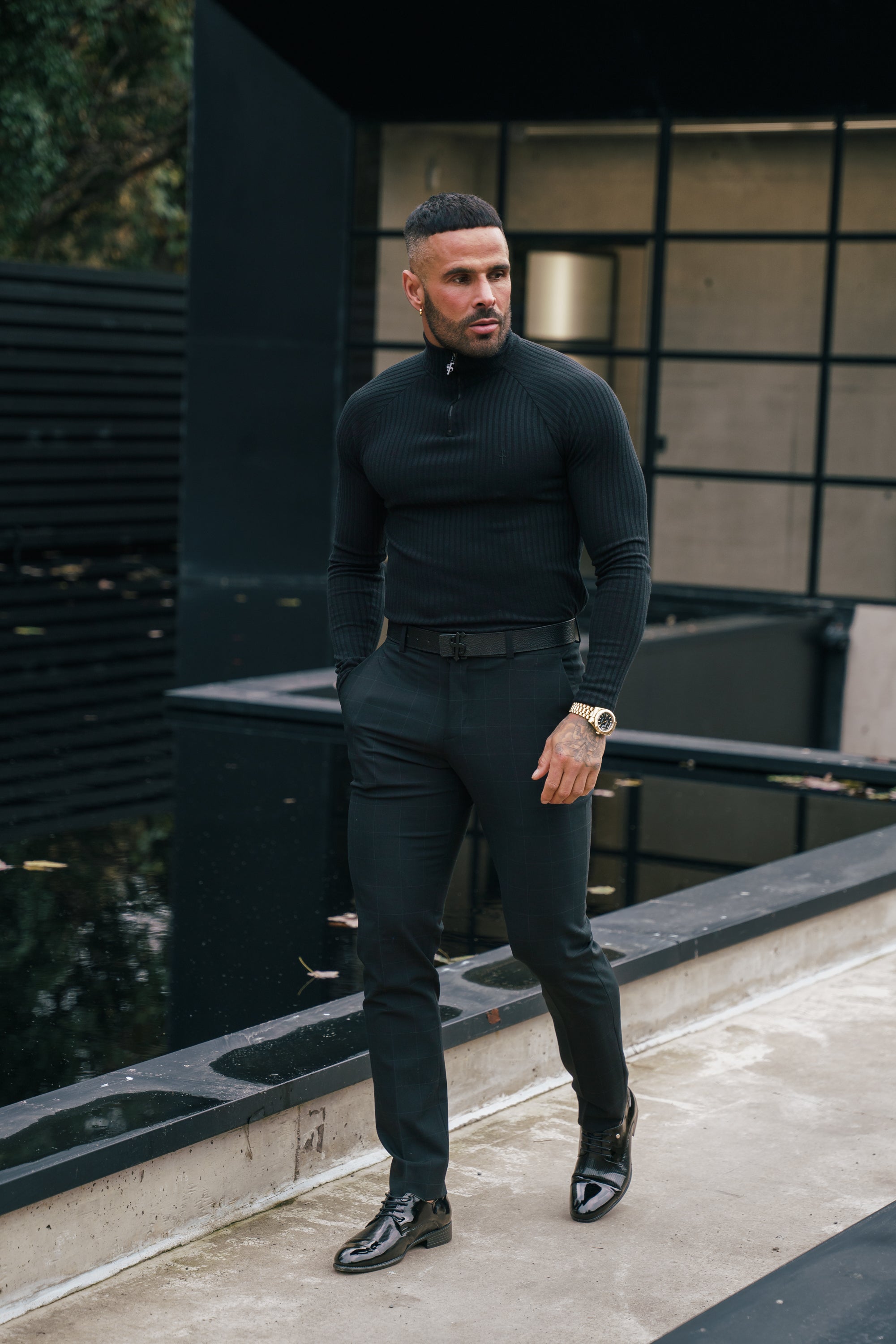 Relaxed Formal Black / Silver Check Trouser - FSTR014