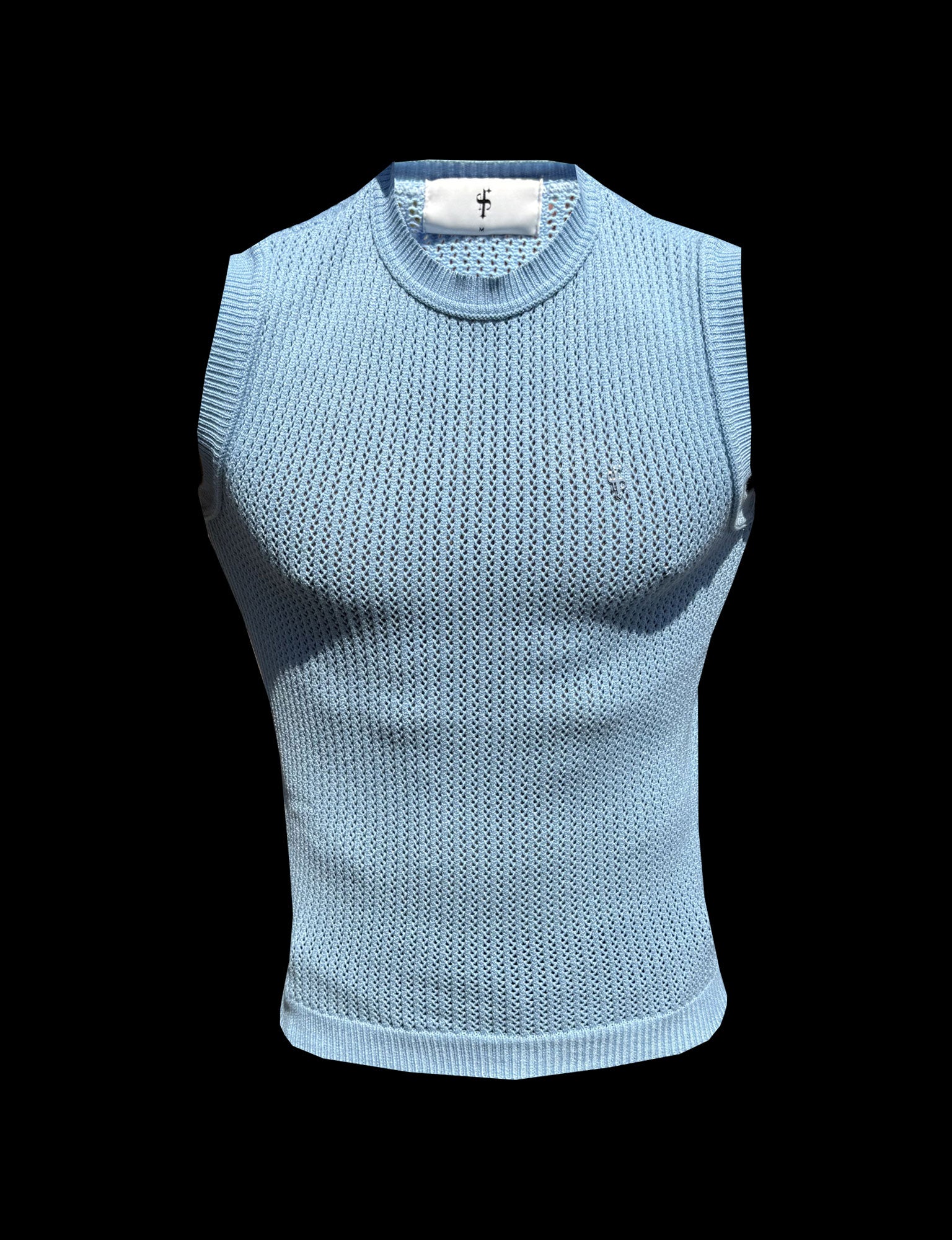 Bluebell / Silver Viscose Crochet Knitted Vest - FSJ166 (PRE ORDER 29TH JUNE)