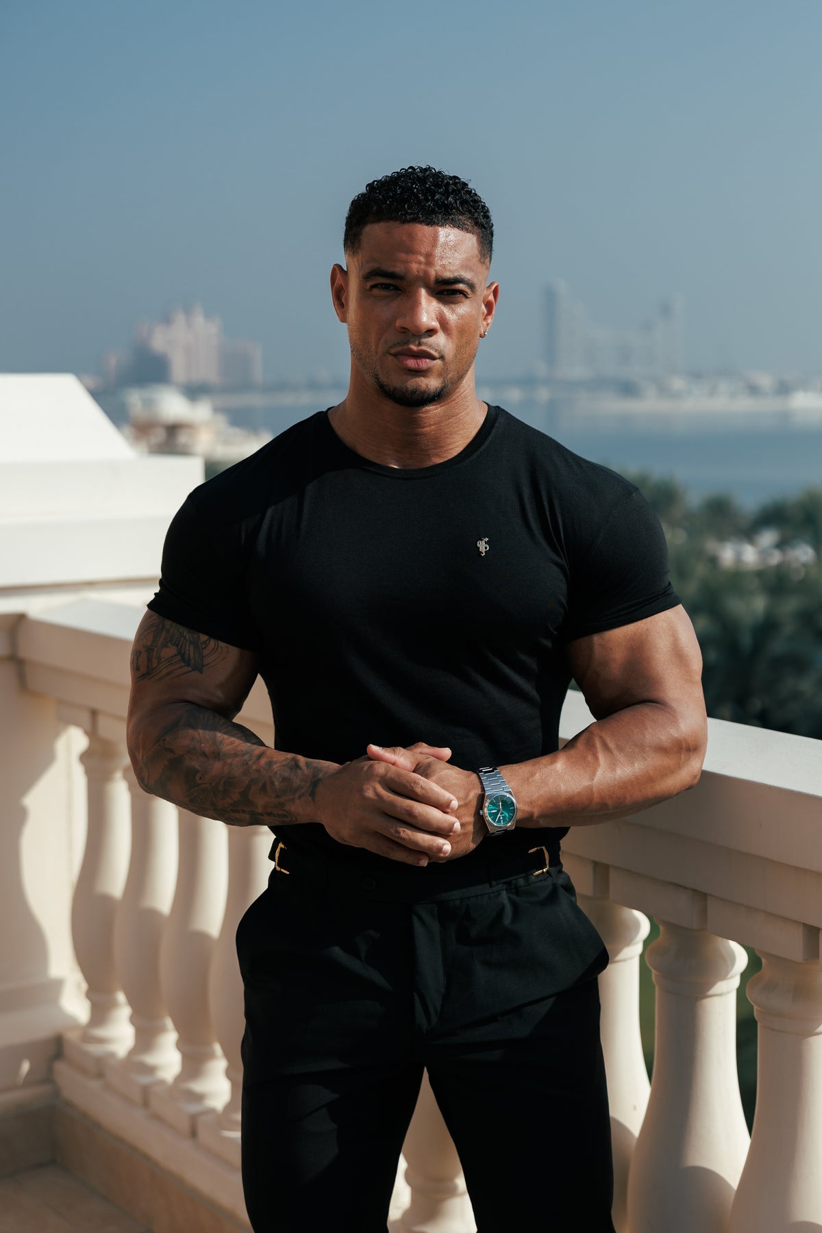 Black Bamboo Crew Tshirt with Gold Metal Emblem Decal FSH1382 (PRE ORDER 30TH OCTOBER)