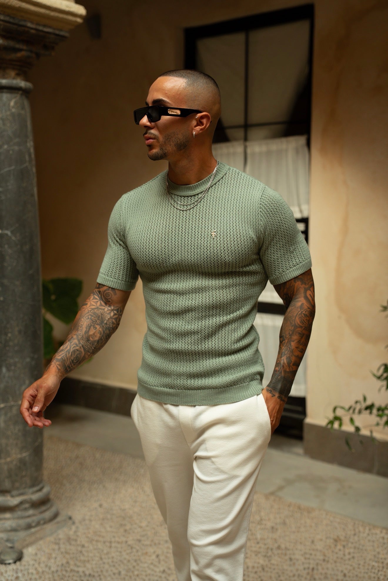 Light Green Viscose Plain Knitted Short Sleeve T-Shirt - FSJ188 (PRE ORDER 12TH AUGUST)