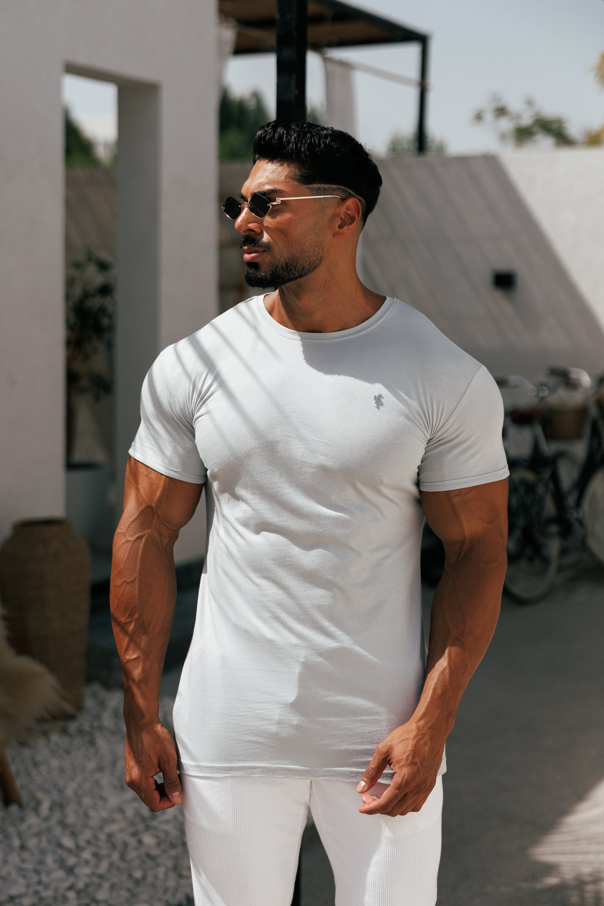 Light Grey / Silver Bamboo Crew T Shirt - FSH1211