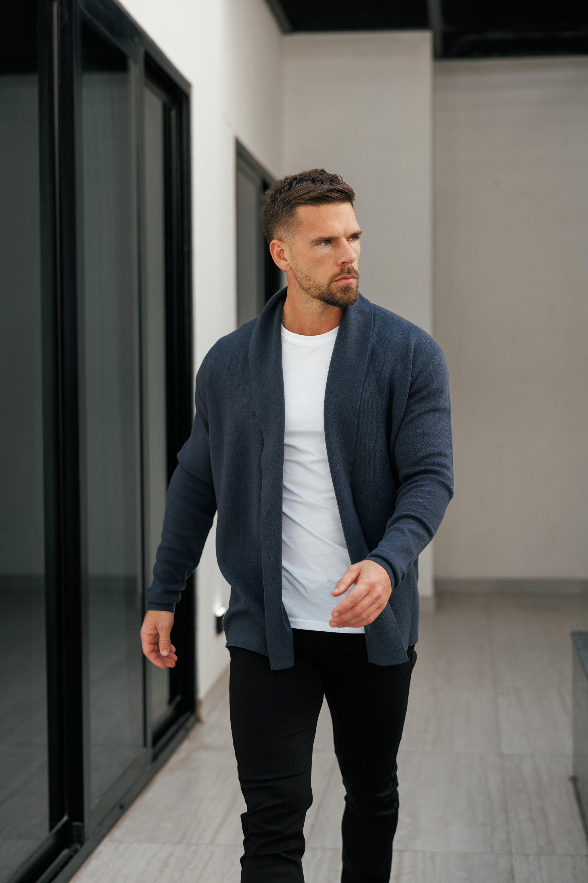 Soft Touch Shawl Cardigan Charcoal -  FSA004