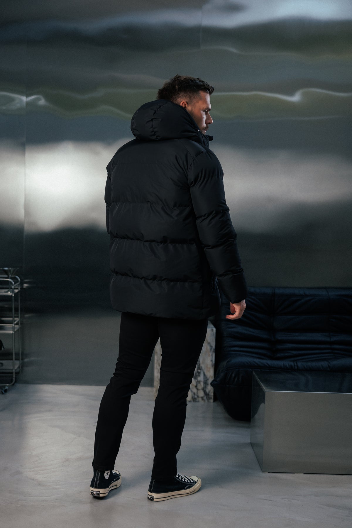 Black Padded Coat with Hood - FSN234E (PRE ORDER 24TH OCTOBER)