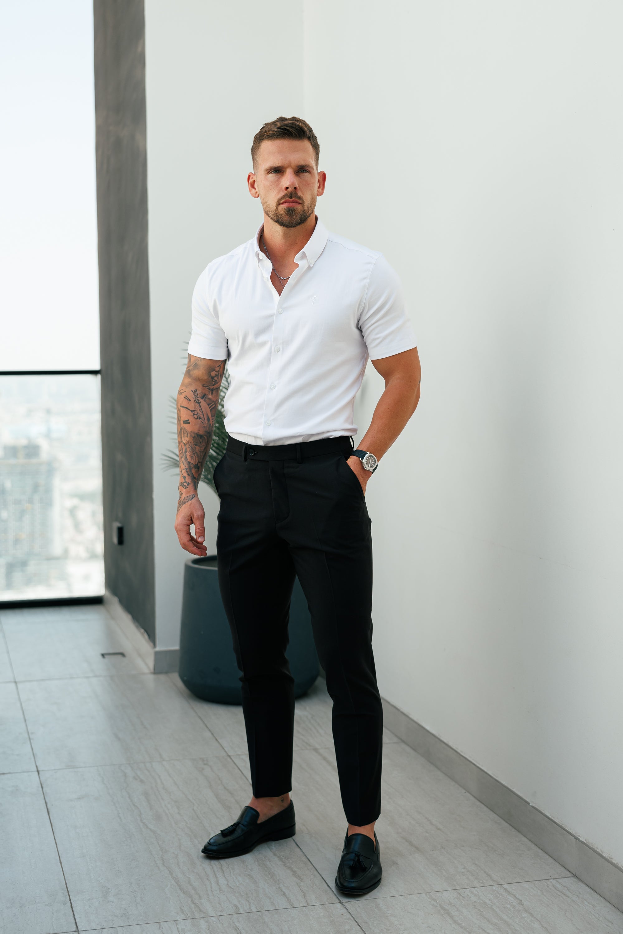 Classic Stretch Oxford Short Sleeve White - FS1015