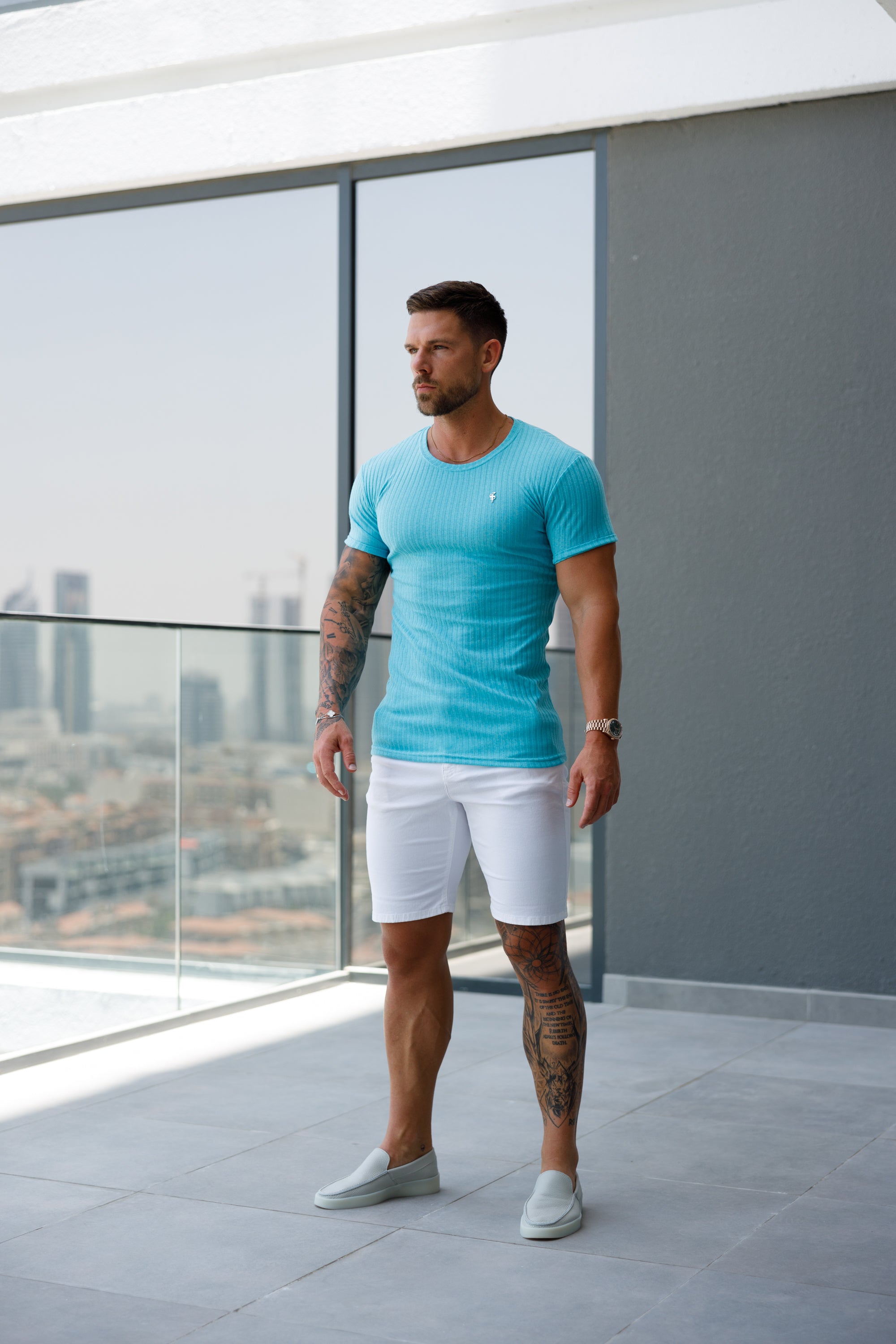 Slim Fit Ecru Chino Shorts - FSH228