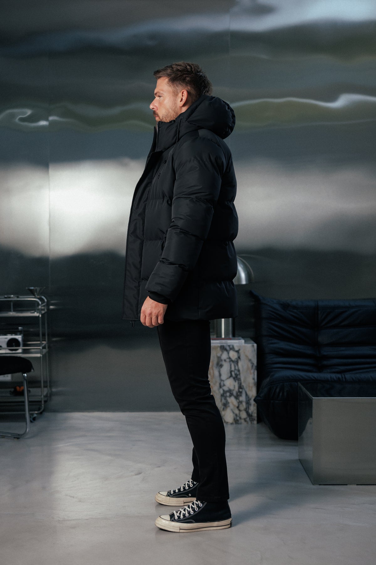 Black Padded Coat with Hood - FSN234E (PRE ORDER 24TH OCTOBER)