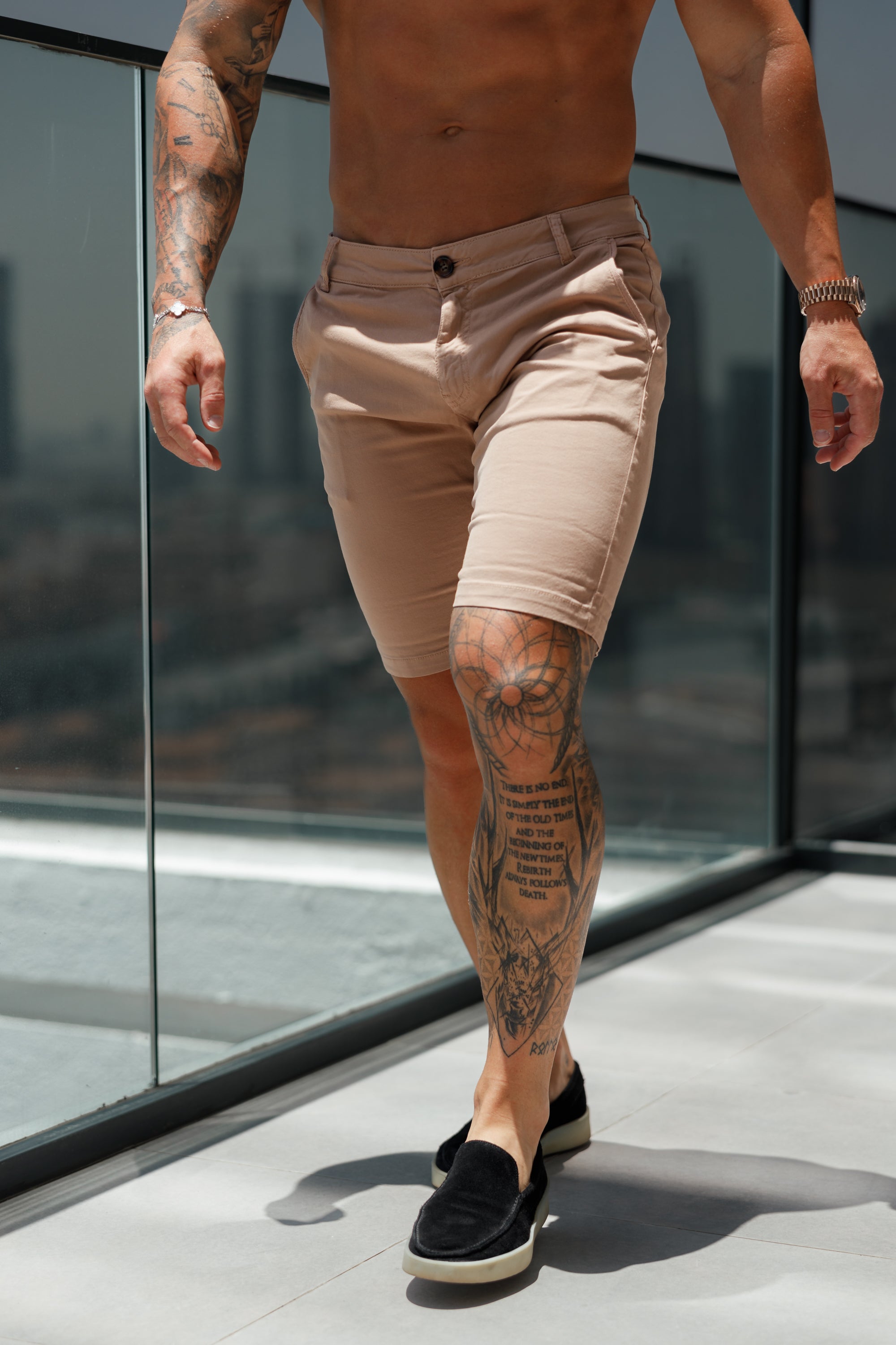 Slim Fit Coffee Chino Shorts - FSH989