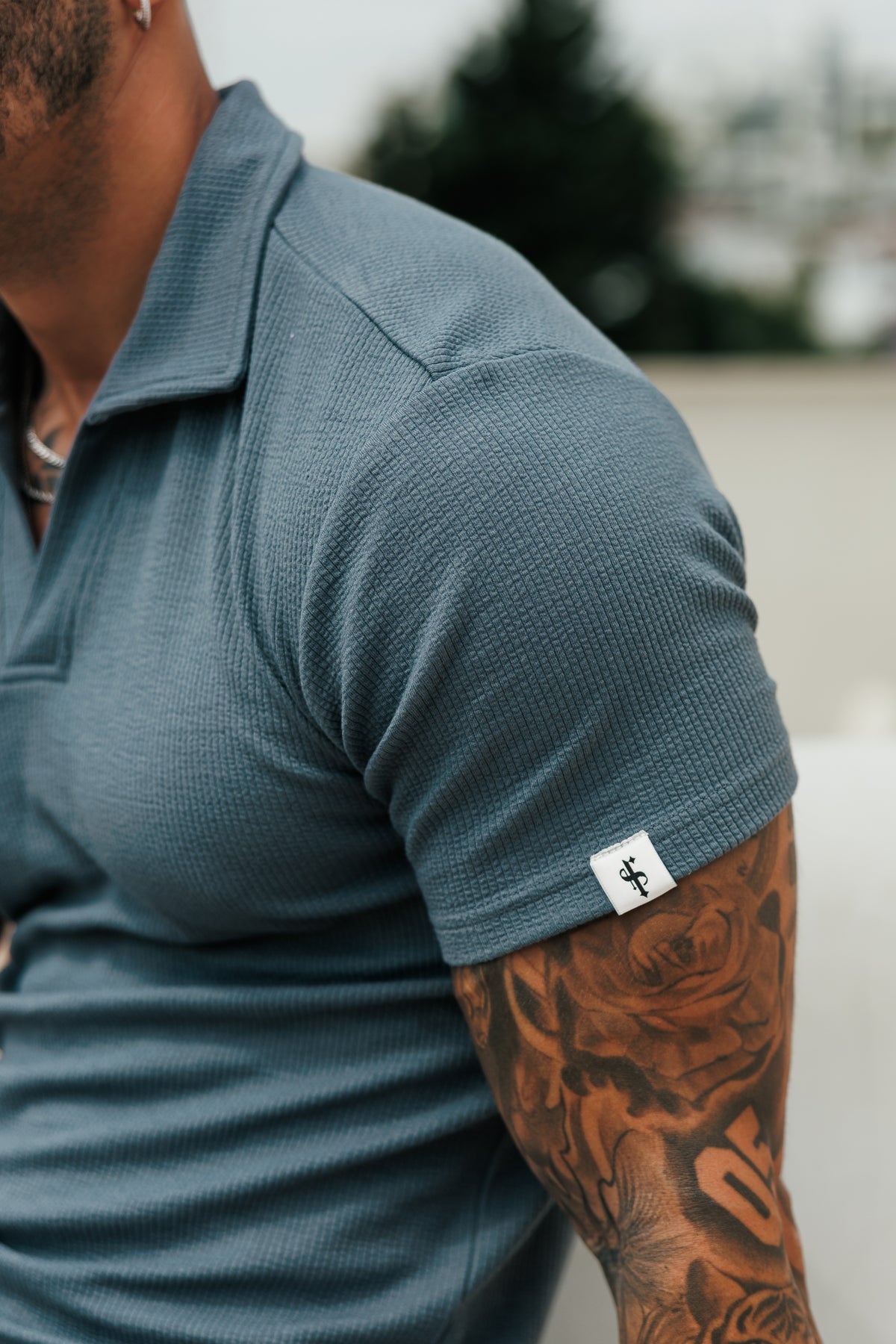 Gunmetal Jersey Cord Revere Polo Short Sleeve - FSR153 (PRE ORDER 22ND SEPTEMBER)