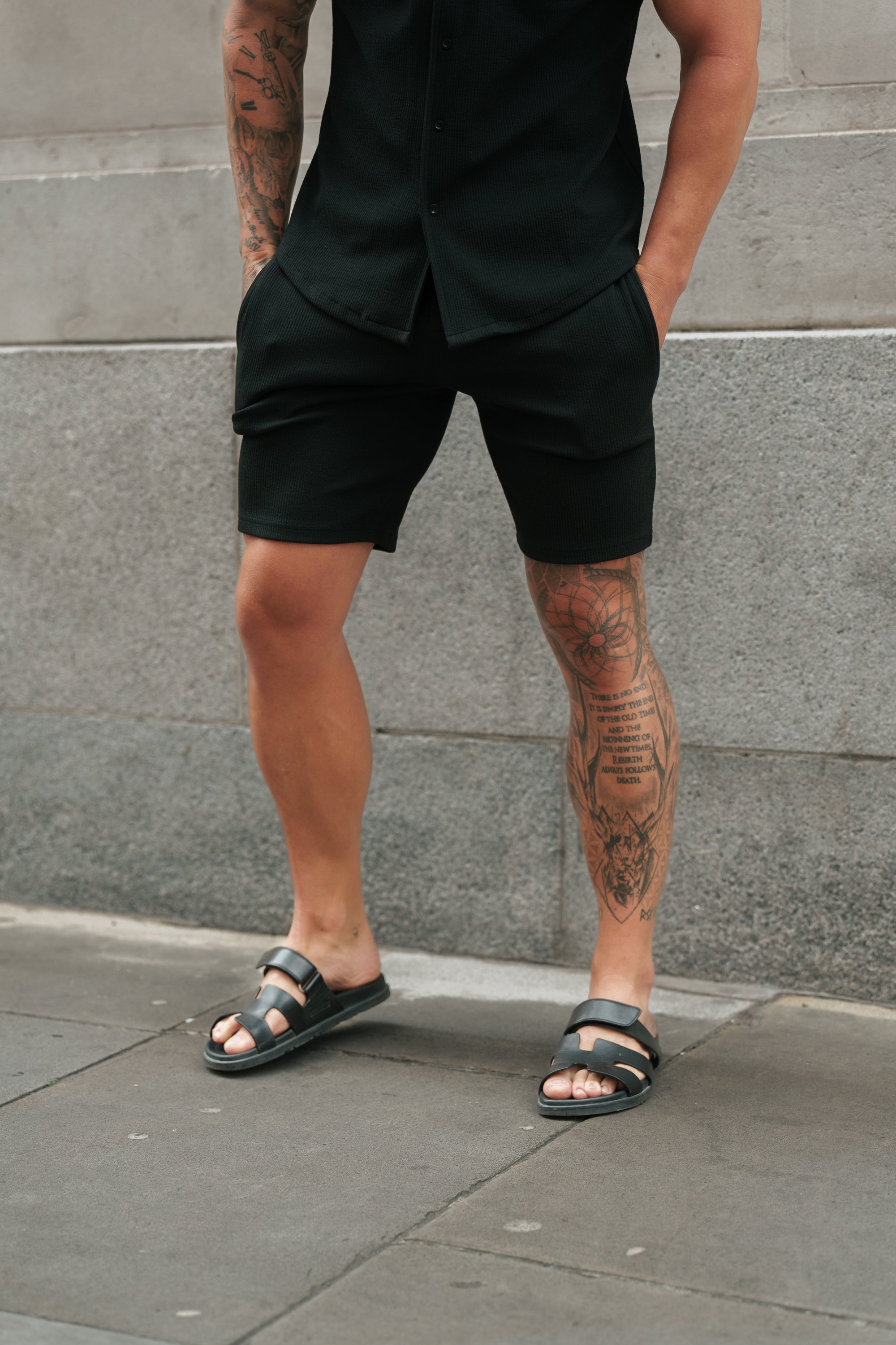 Jersey Cord Black Shorts - FSR012 (PRE ORDER 15TH JUNE)