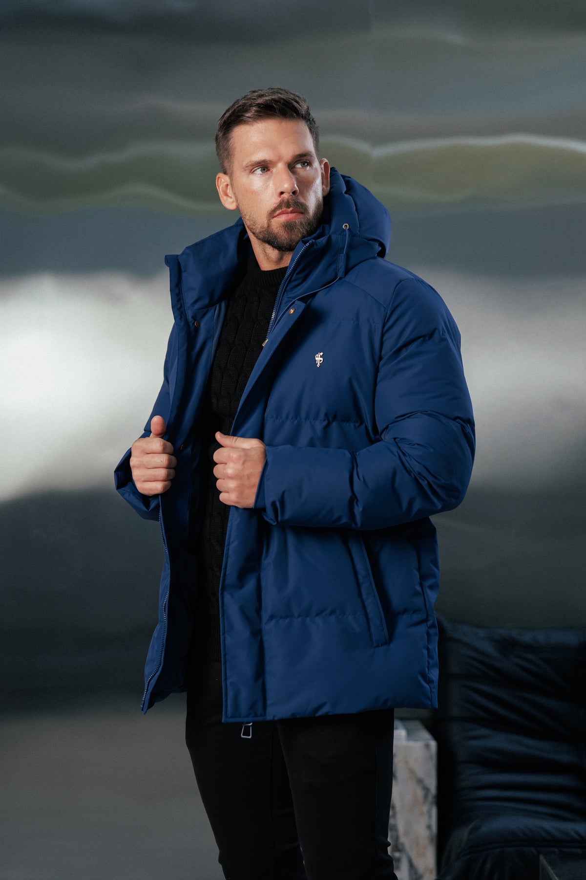 Navy Padded Coat with Hood - FSN238 (PRE ORDER 24TH OCTOBER)