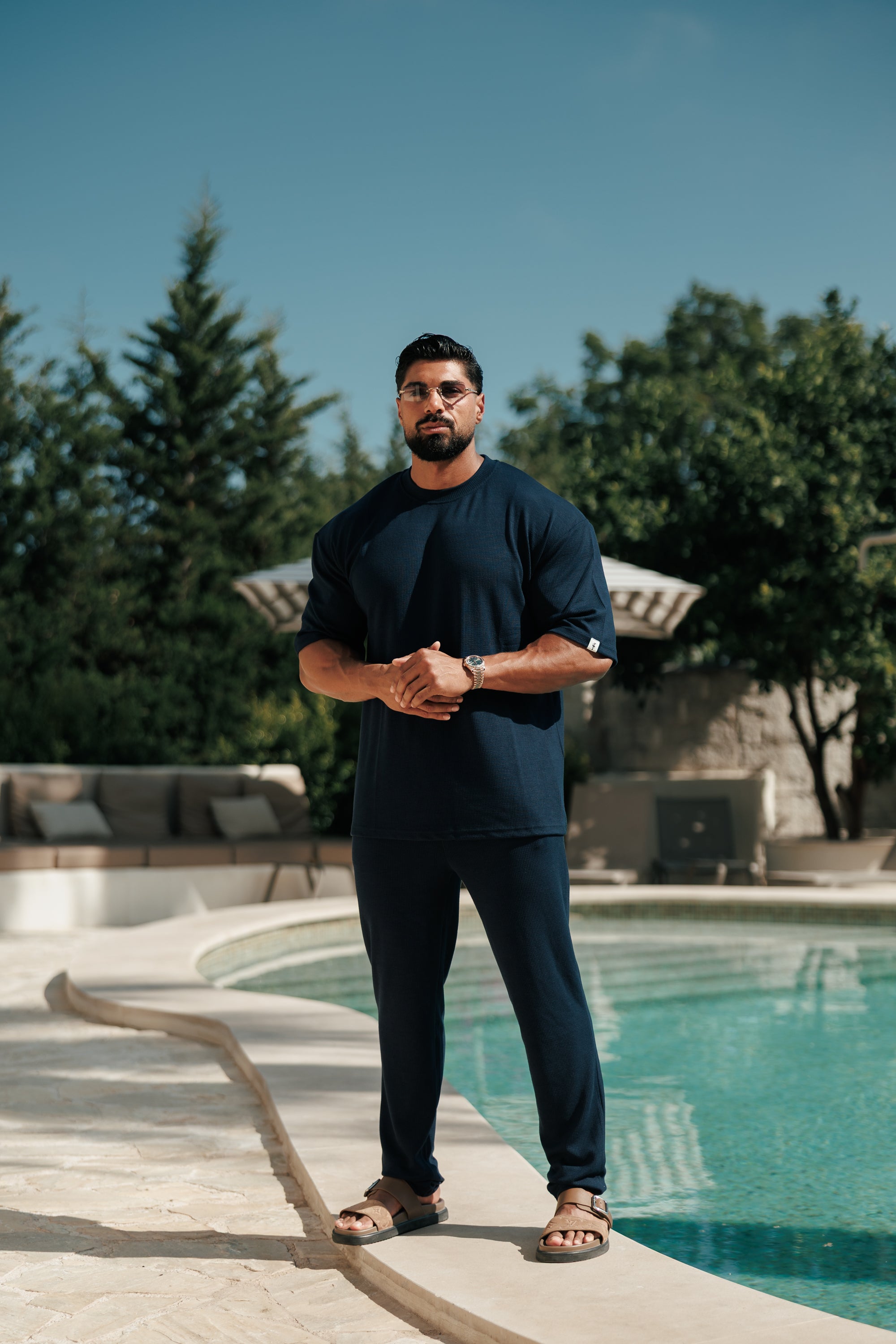 Jersey Cord Navy Oversized T-Shirt - FSR103