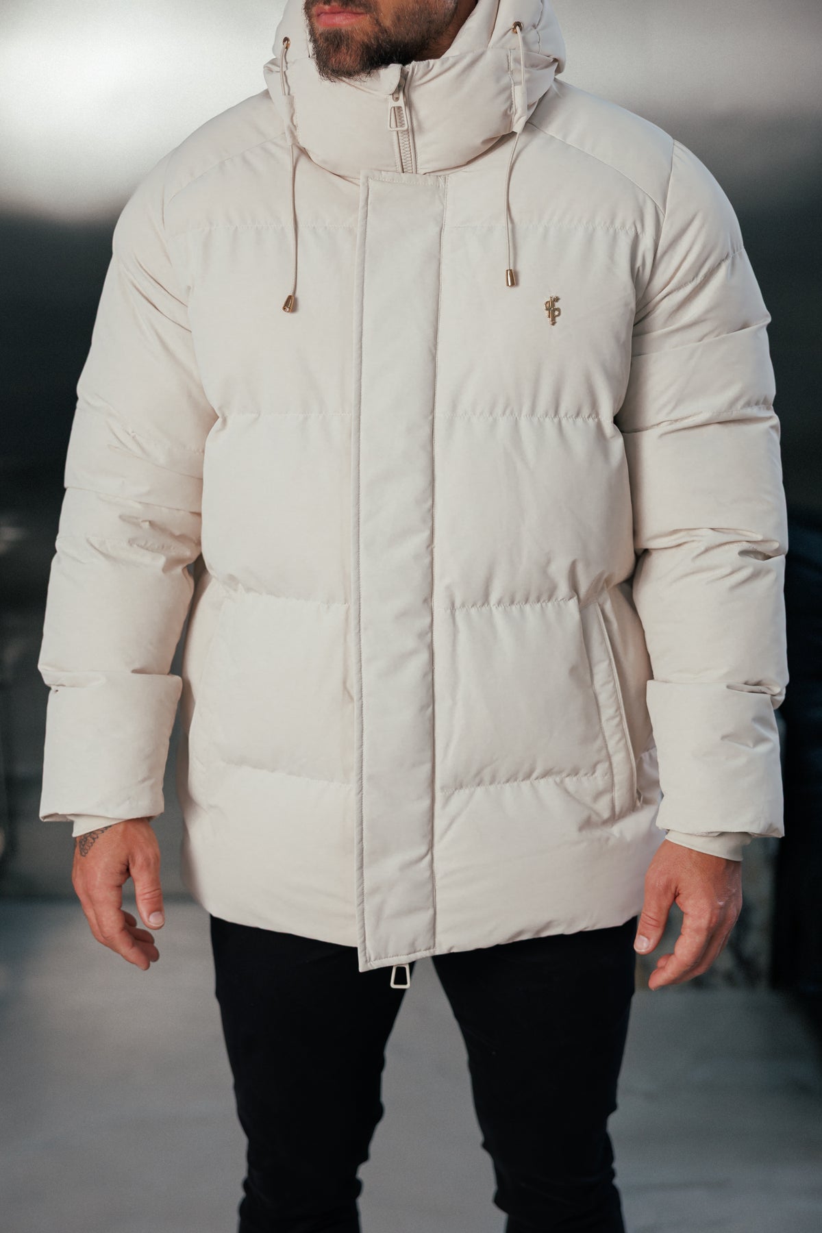 Light Beige Padded Coat with Hood - FSN239 (PRE ORDER 24TH OCTOBER)