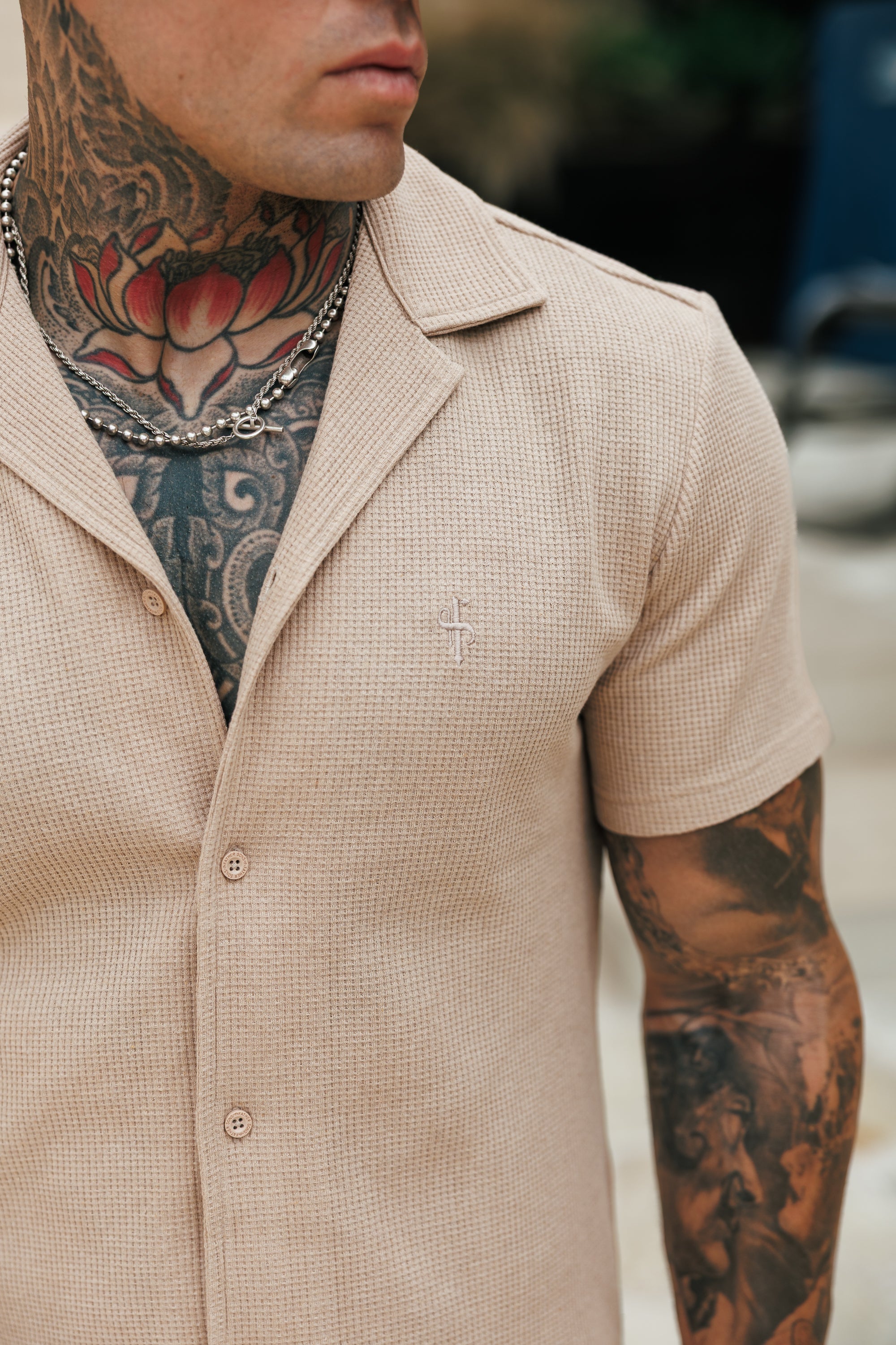 Waffle Revere Short Sleeve Shirt Beige - FSR110 (PRE ORDER 10TH AUGUST)