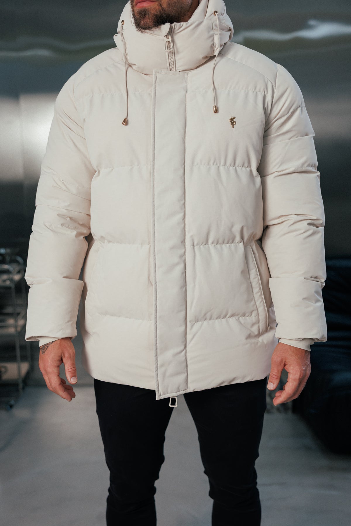 Light Beige Padded Coat with Hood - FSN239 (PRE ORDER 24TH OCTOBER)